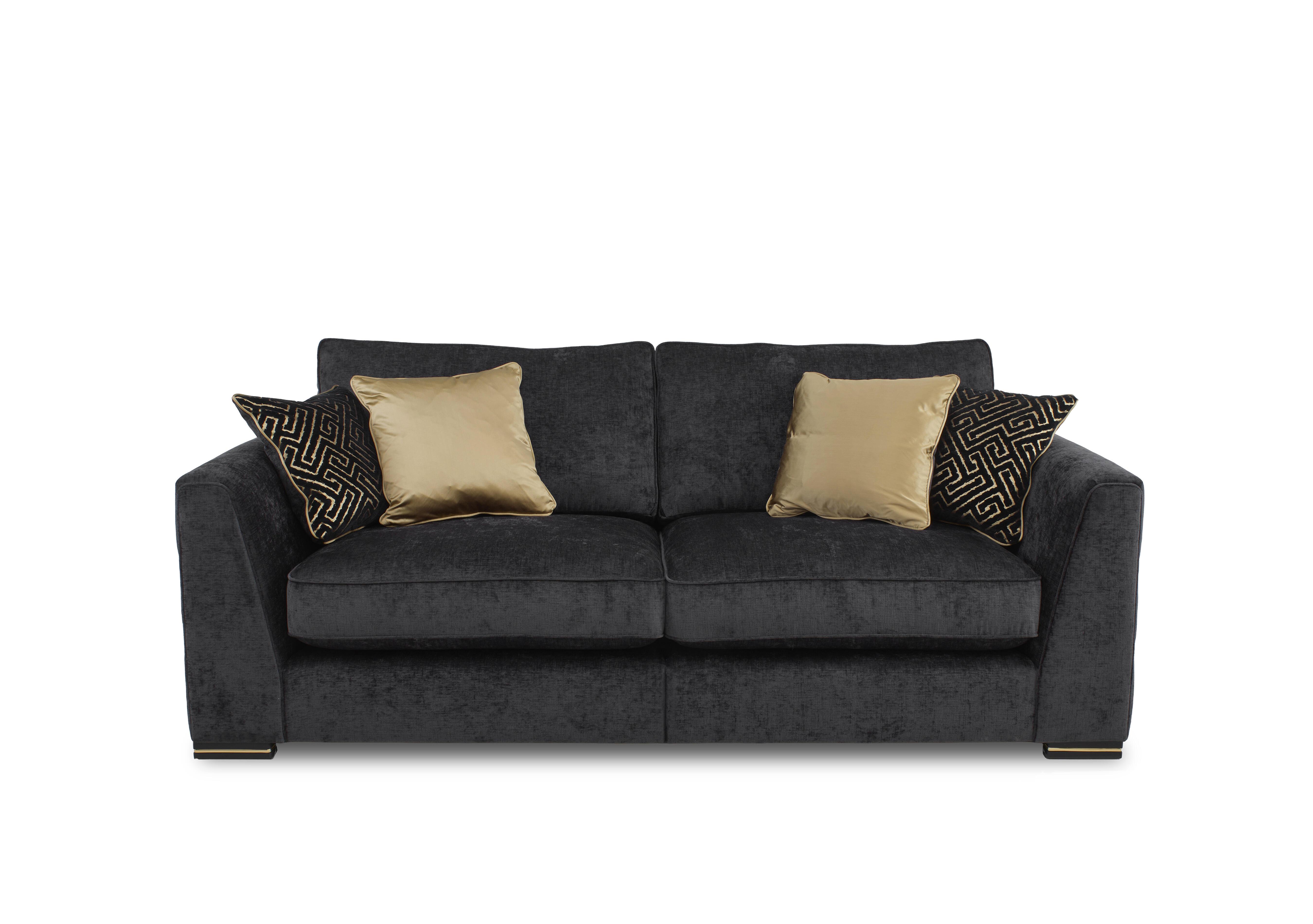 Bellissimo 3 Seater Split Frame Classic Back Sofa in Mirage Black - Gold Cp on Furniture Village