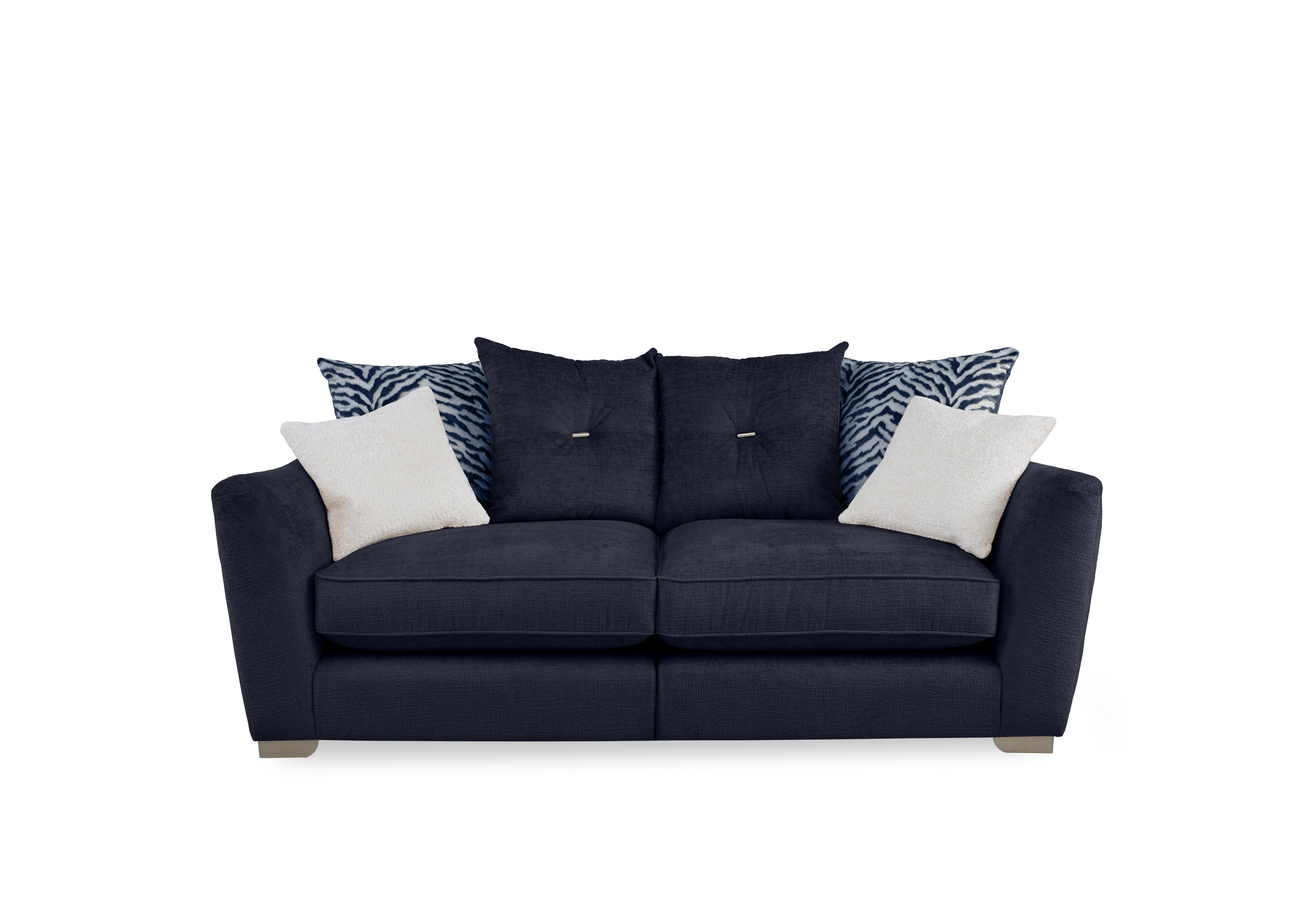 Boujee 3 Seater Split Frame Scatter Back Sofa in Lustro Indigo Ct on Furniture Village