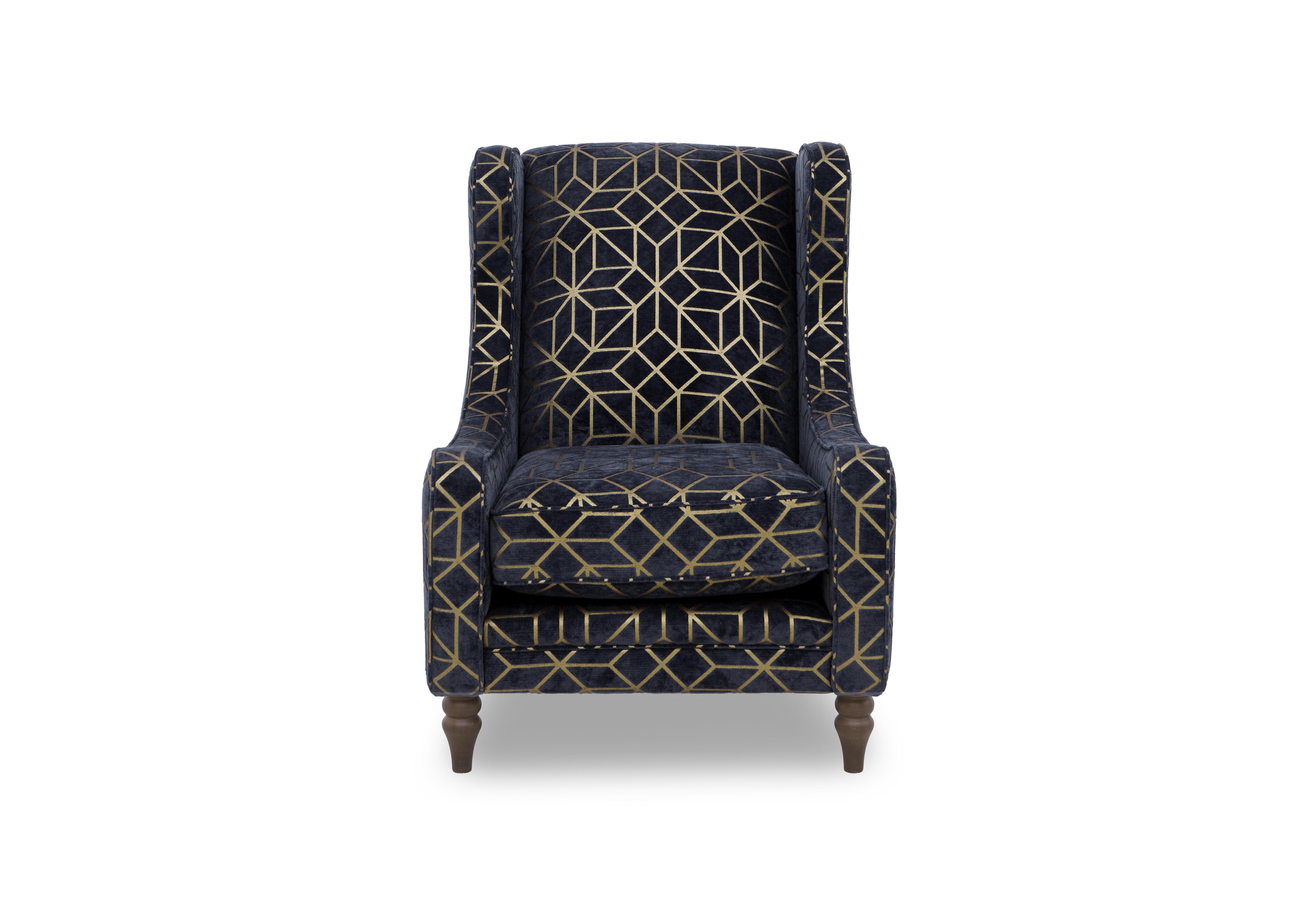 Royale Wing Chair in Royale Navy/Gold on Furniture Village