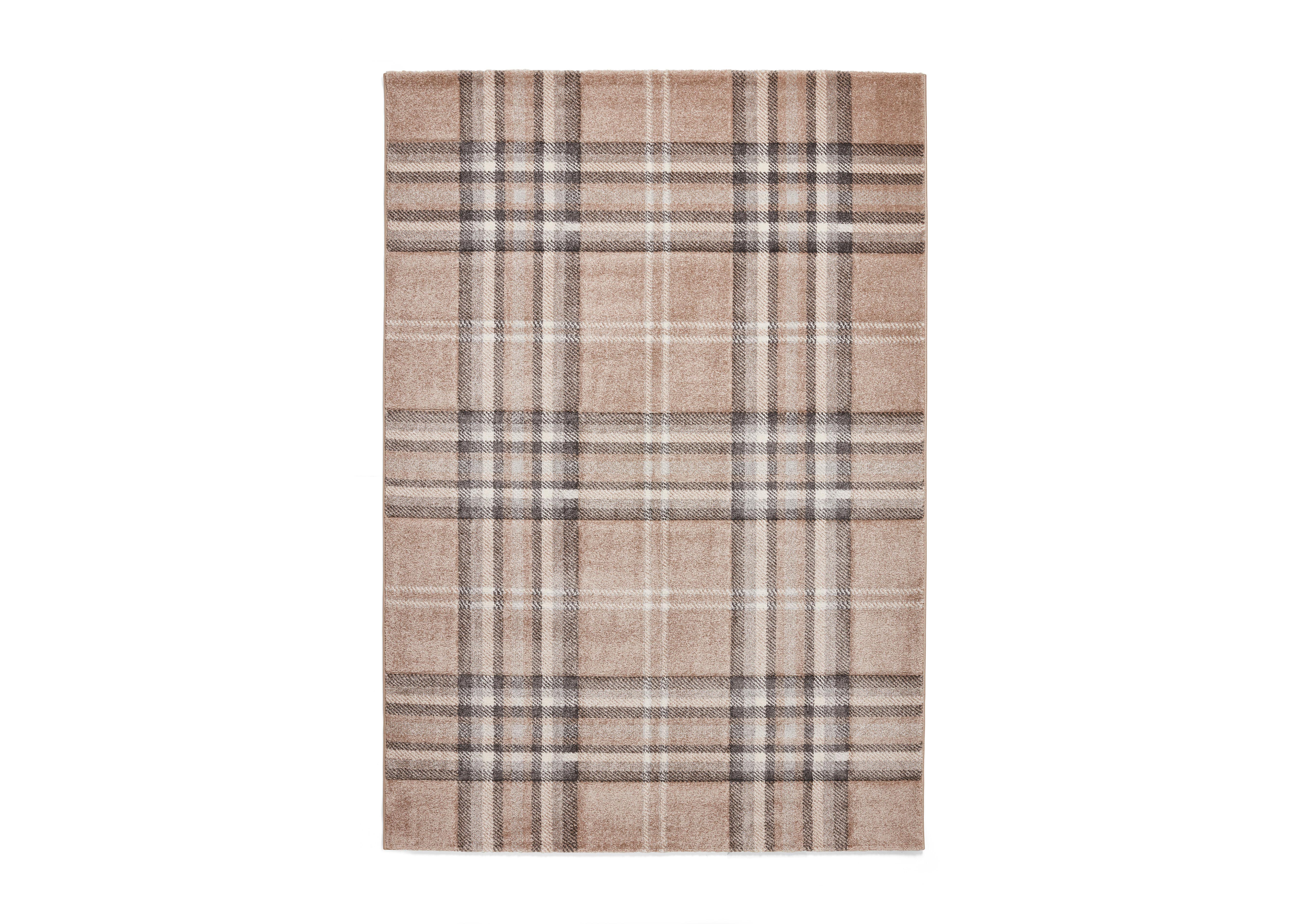 Kelso Check Rug in Beige on Furniture Village