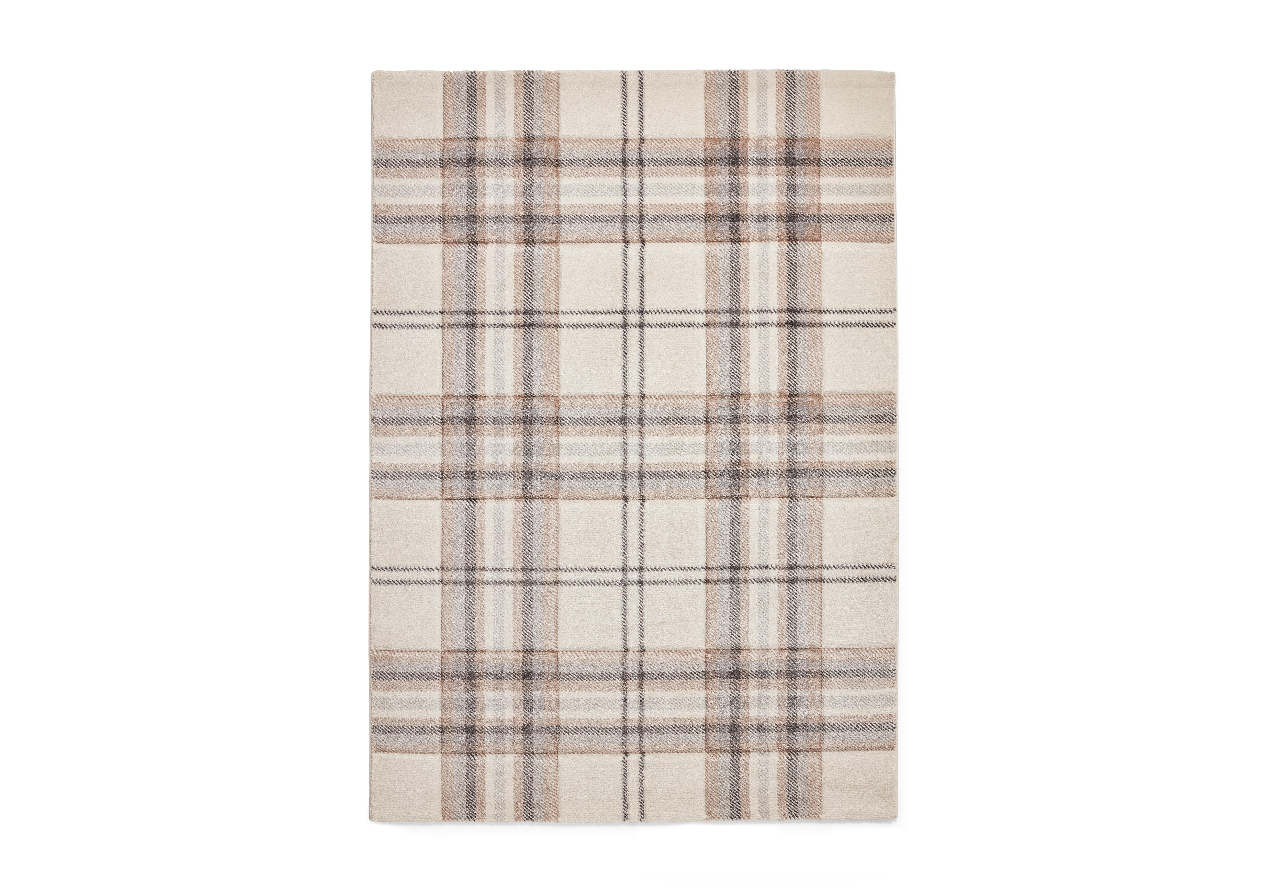 Kelso Check Rug in Natural on Furniture Village
