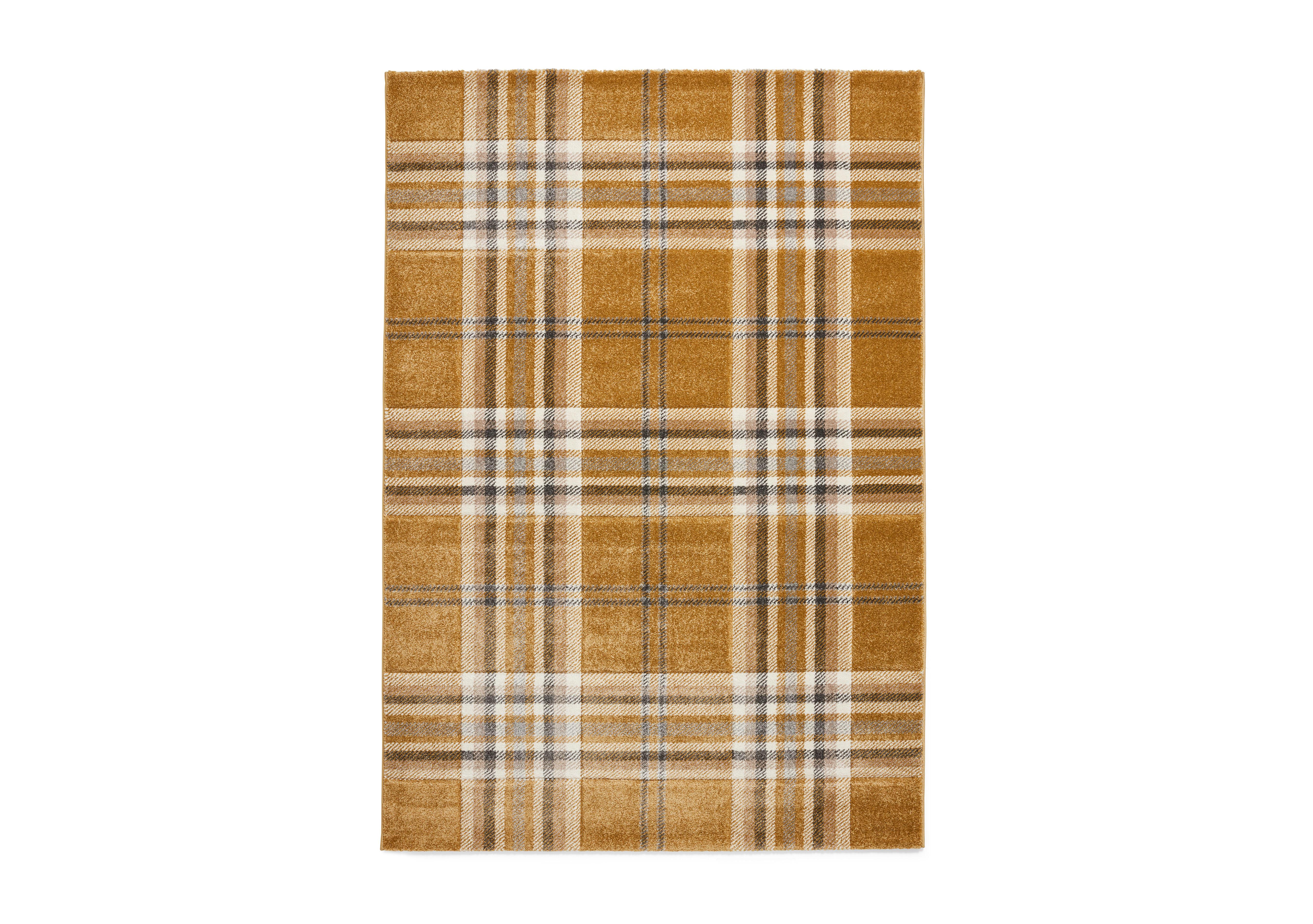 Kelso Check Rug in Ochre on Furniture Village