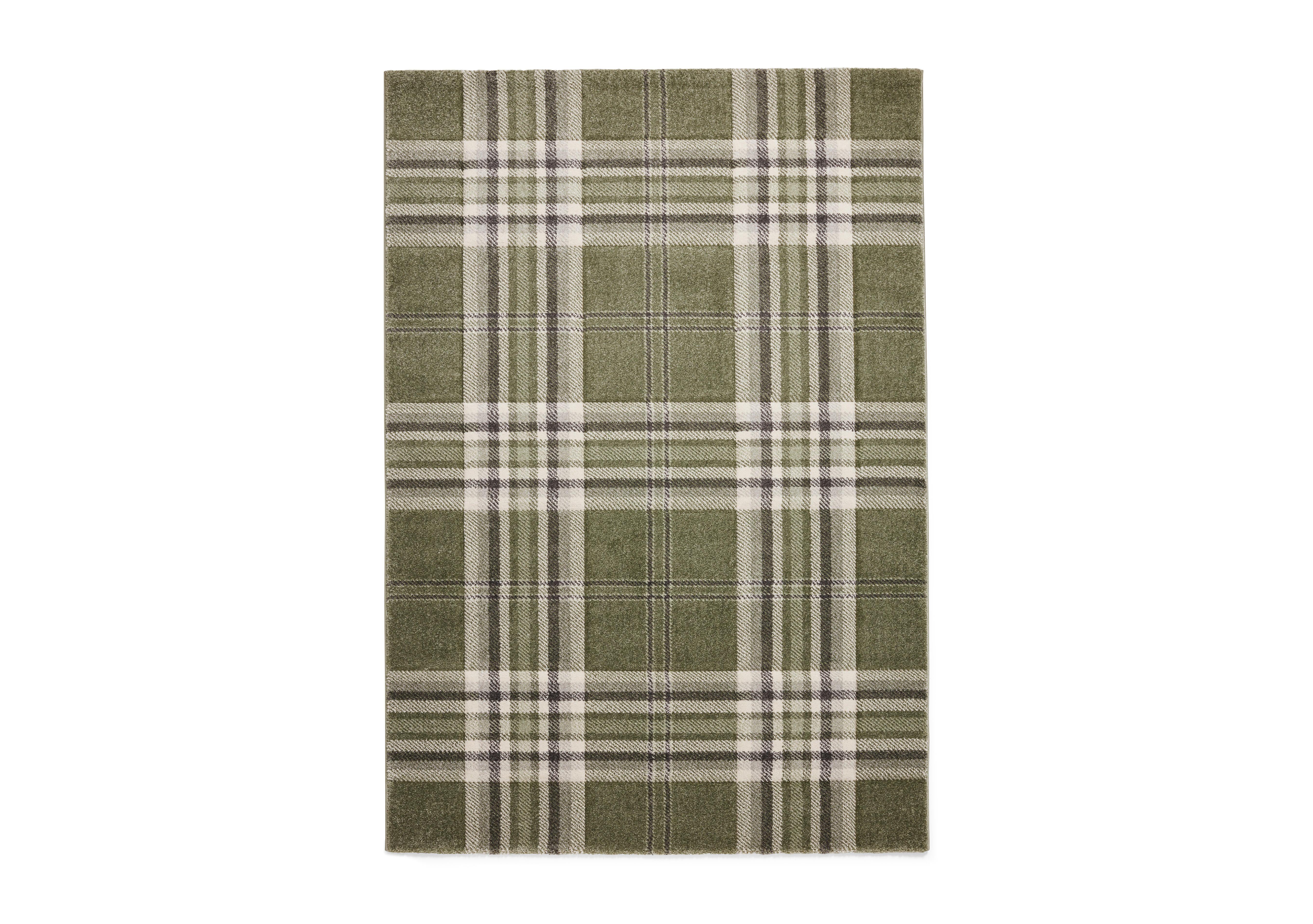 Kelso Check Rug in Sage Green on Furniture Village