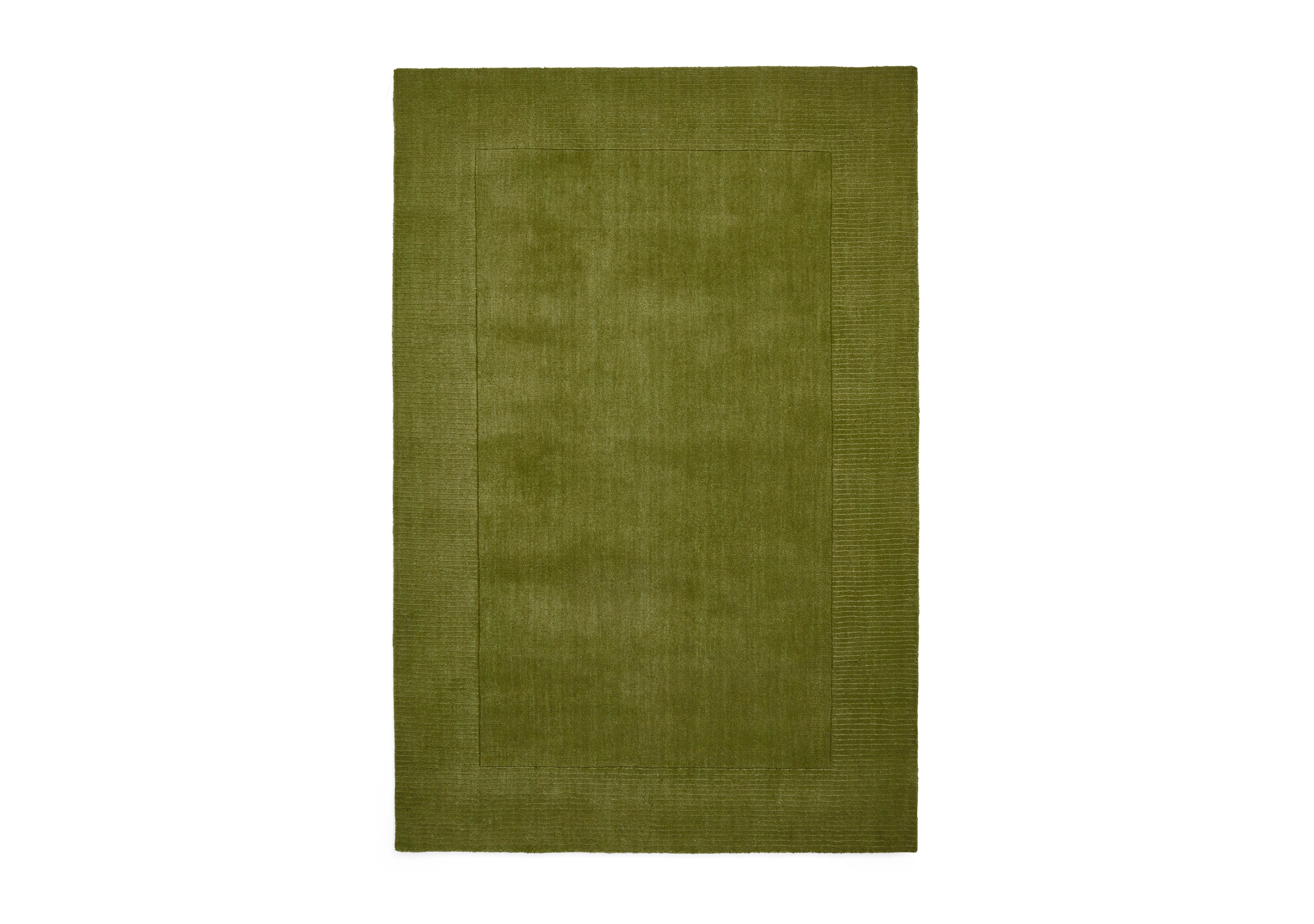 Langford Wool Border Rug in Green on Furniture Village