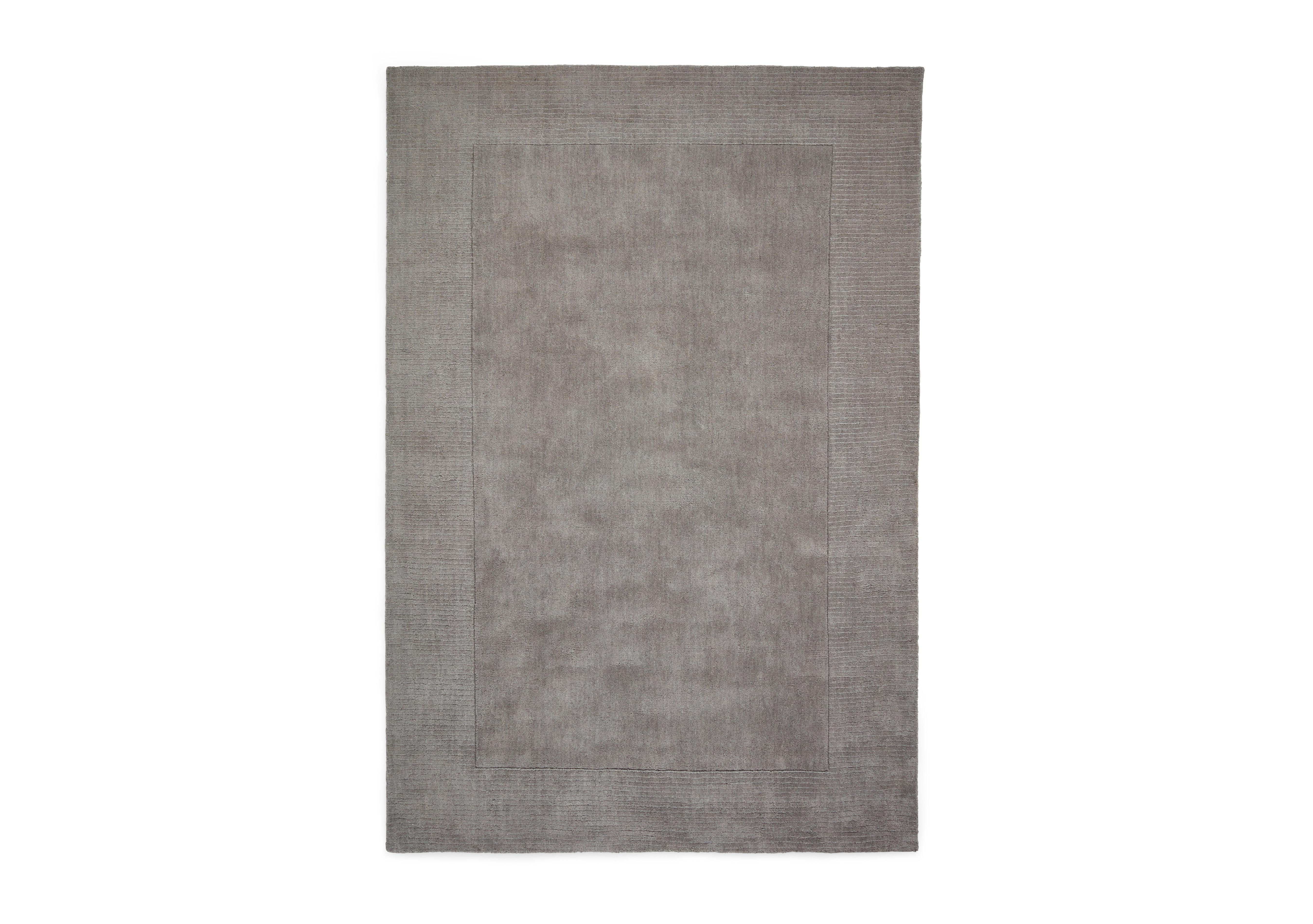 Langford Wool Border Rug in Grey on Furniture Village