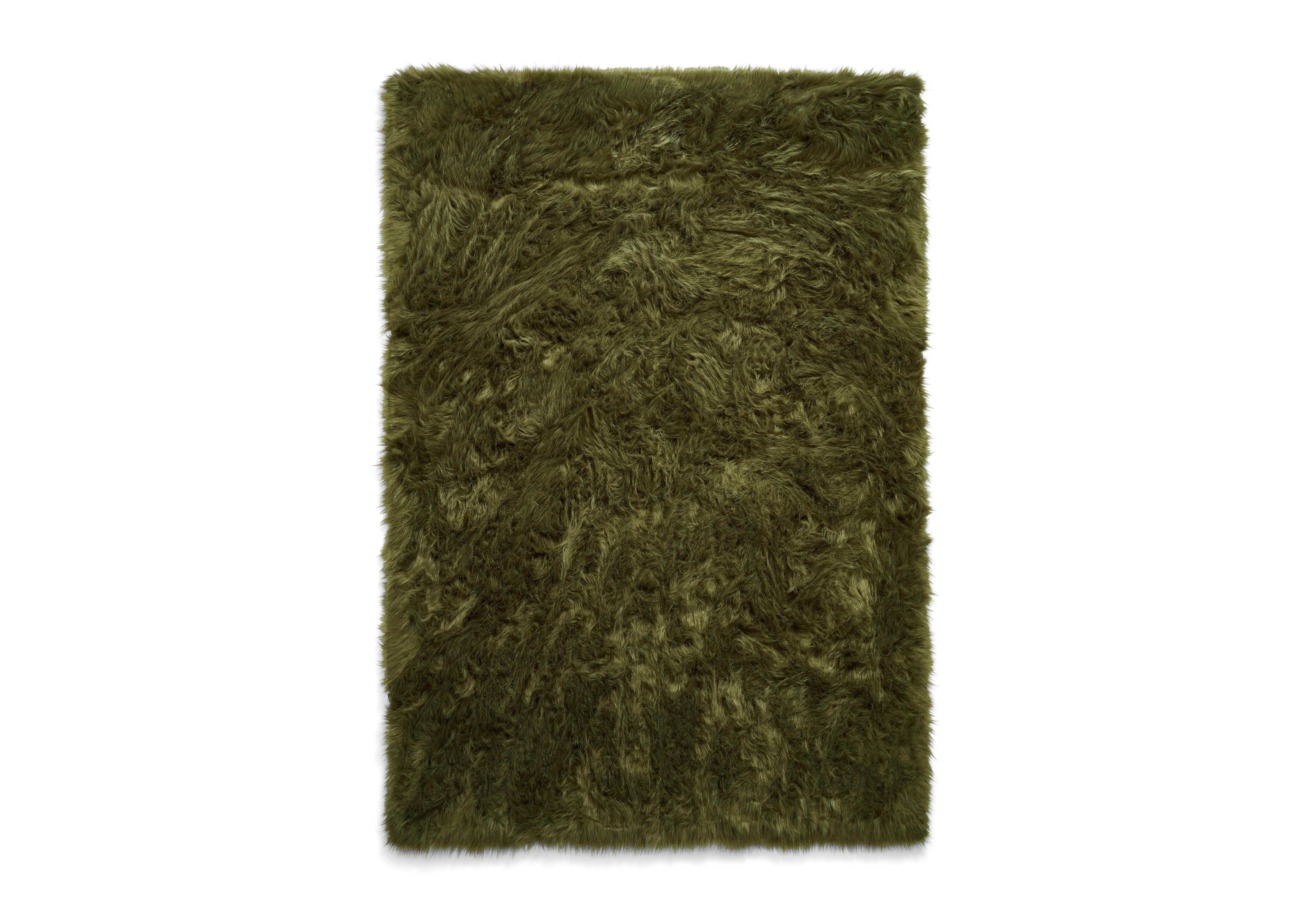 Alpine Plush Rug in Olive Green on Furniture Village