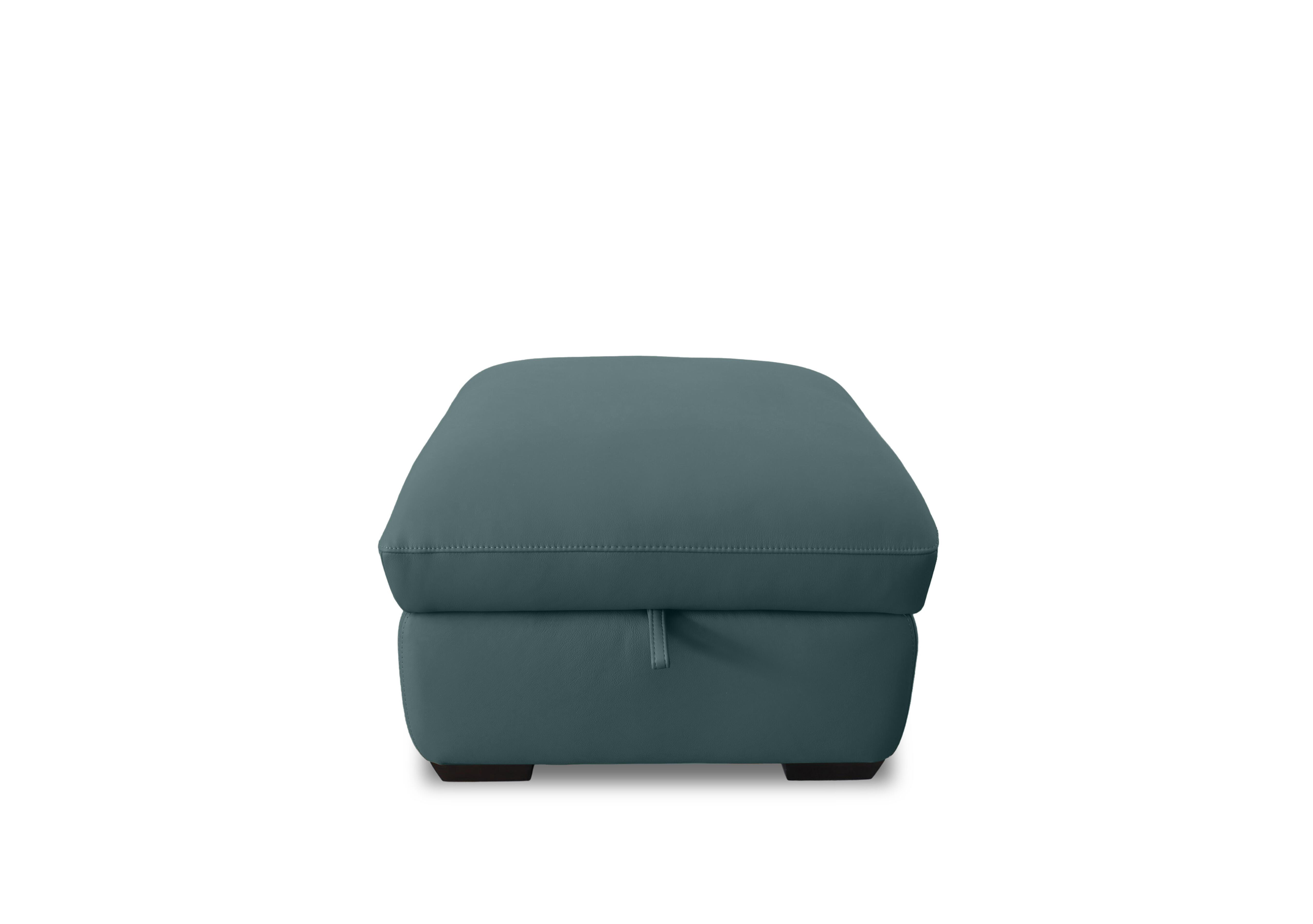 Restore Leather Storage Footstool in Bv-301e Lake Green on Furniture Village