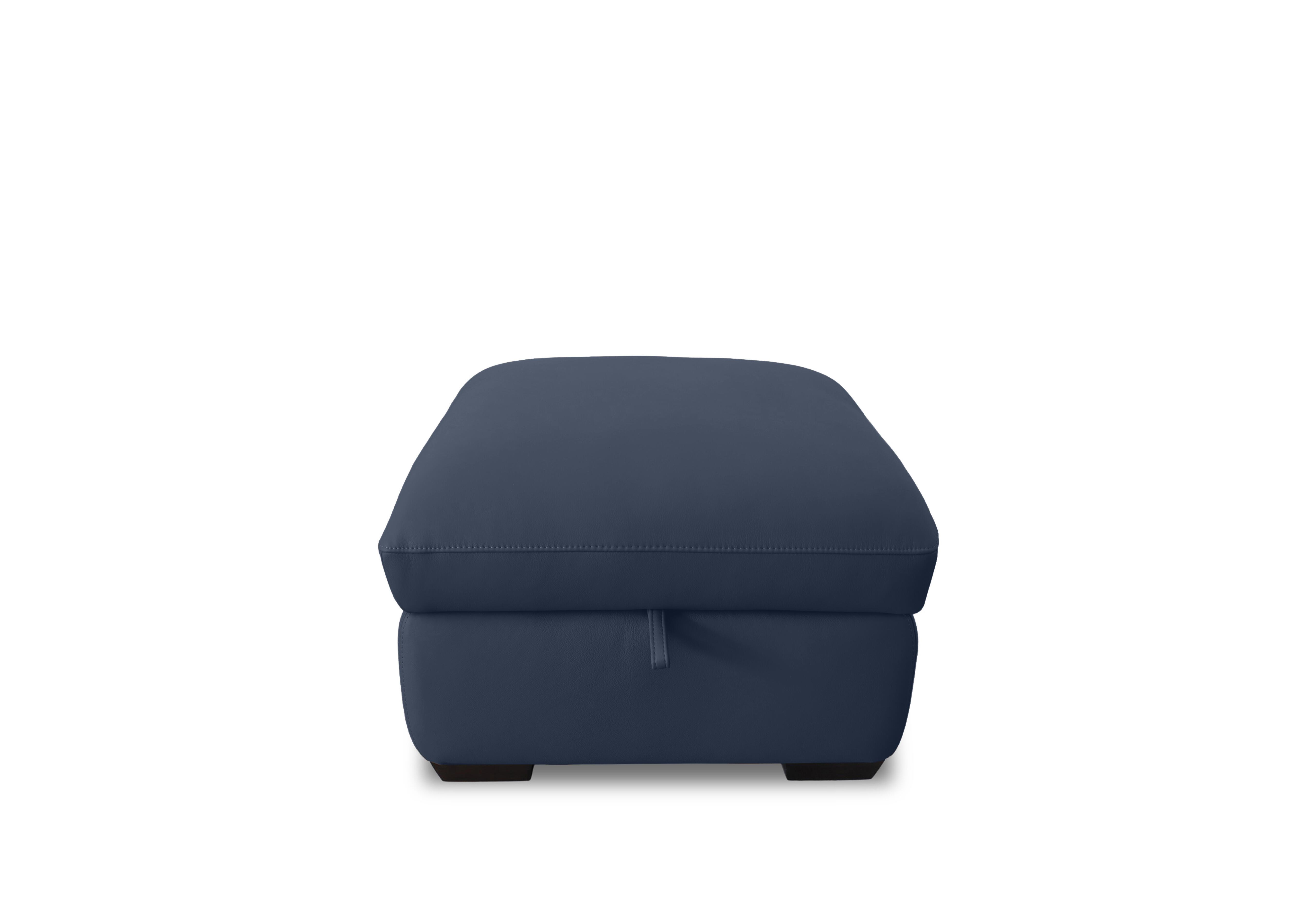Restore Leather Storage Footstool in Bv-313e Ocean Blue on Furniture Village