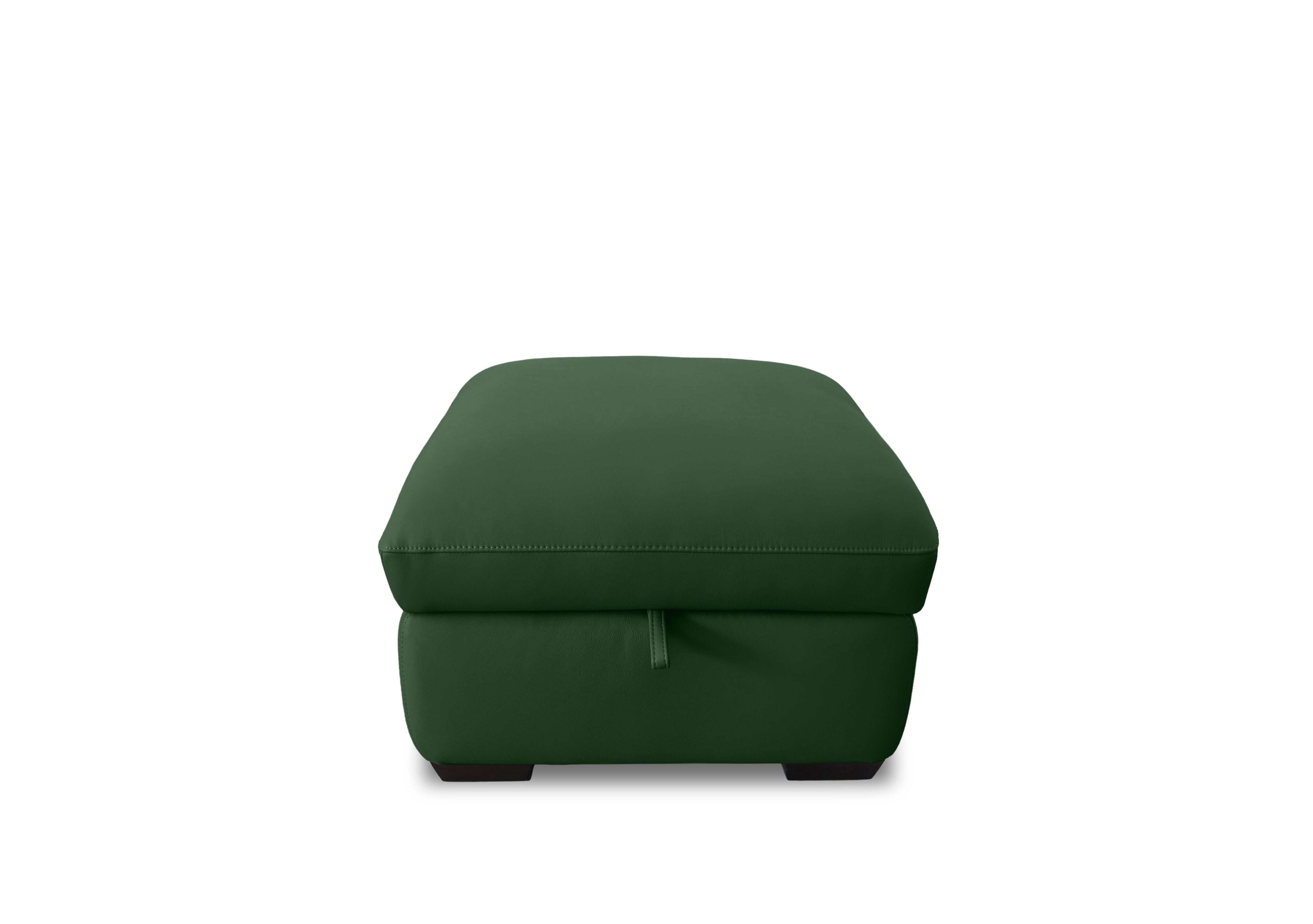 Restore Leather Storage Footstool in Bv-371e Chive Green on Furniture Village