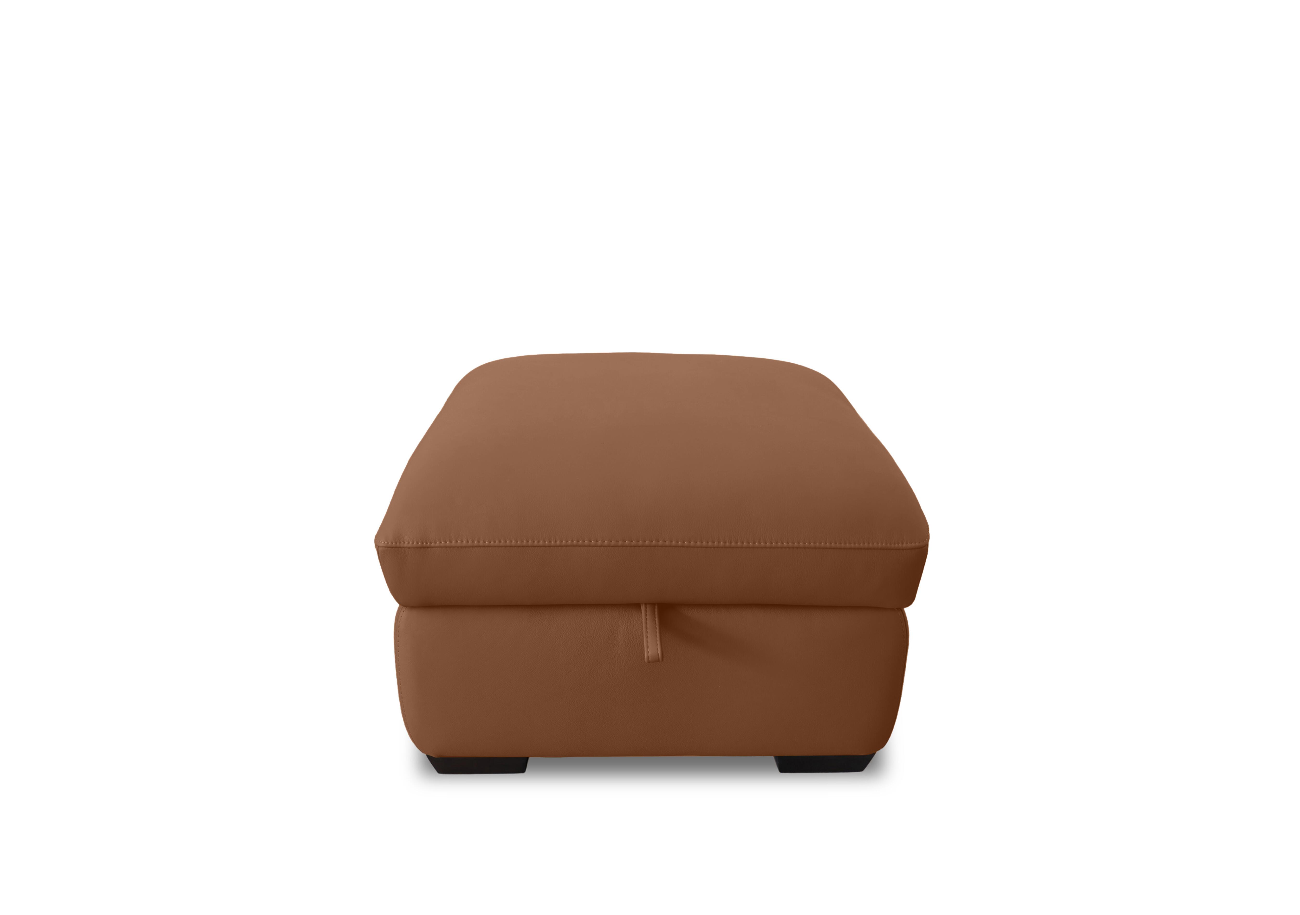 Restore Leather Storage Footstool in Nc-334e Pecan Brown on Furniture Village