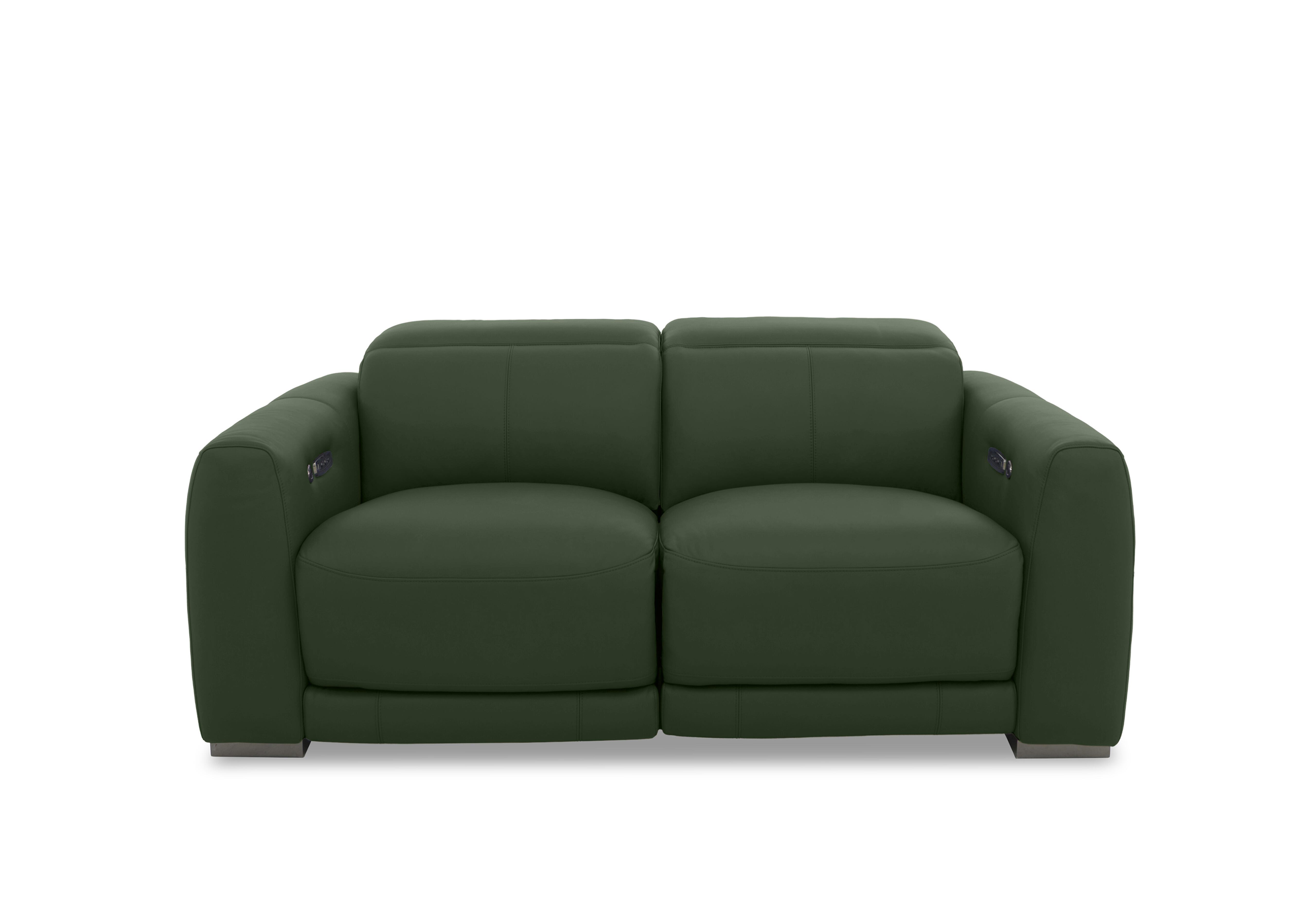 Edison Leather 2 Seater Sofa in Nw-371e Chive Green Gm on Furniture Village