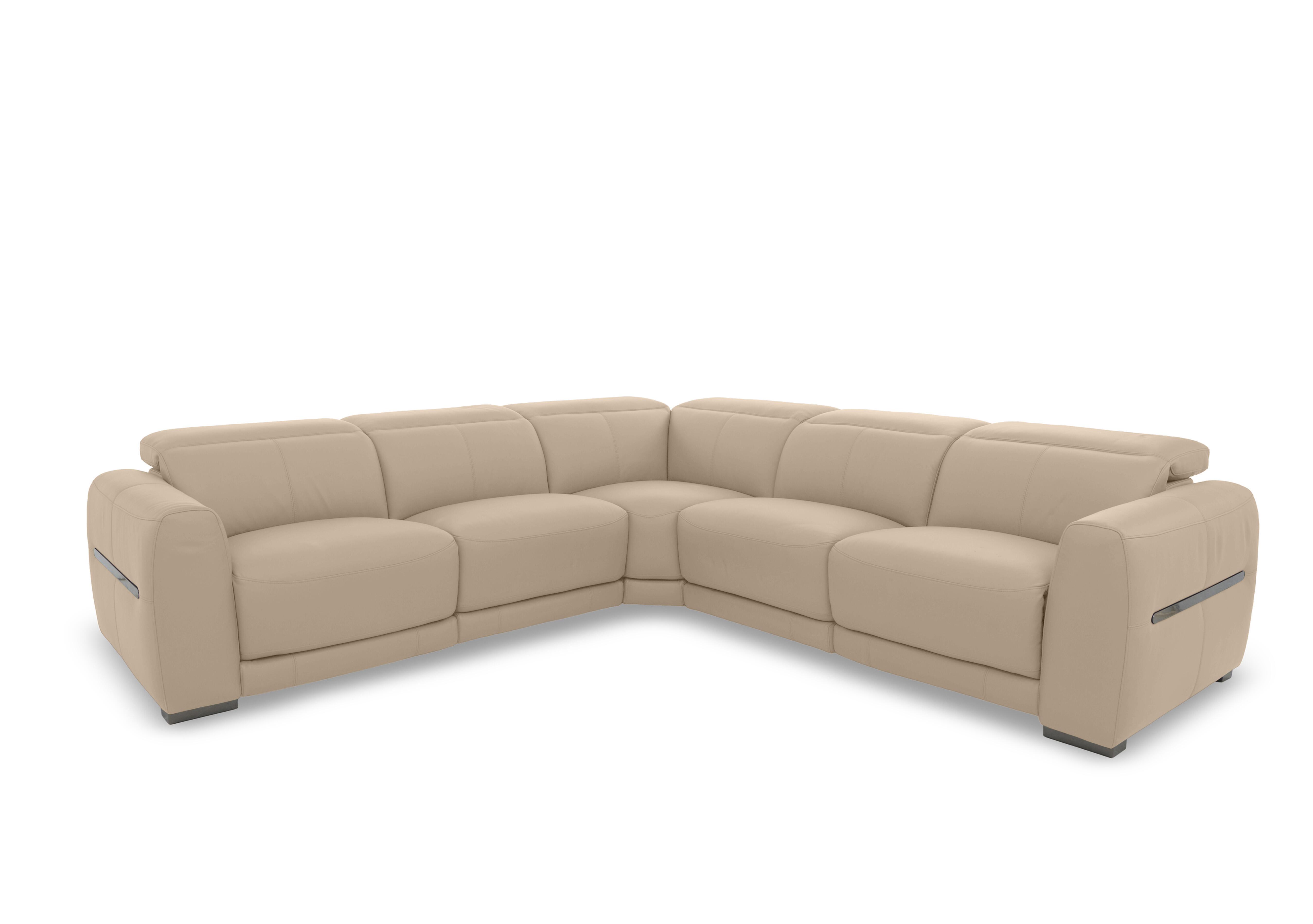 Edison Large Leather Corner Sofa in Nw-039c Pebble Gm on Furniture Village