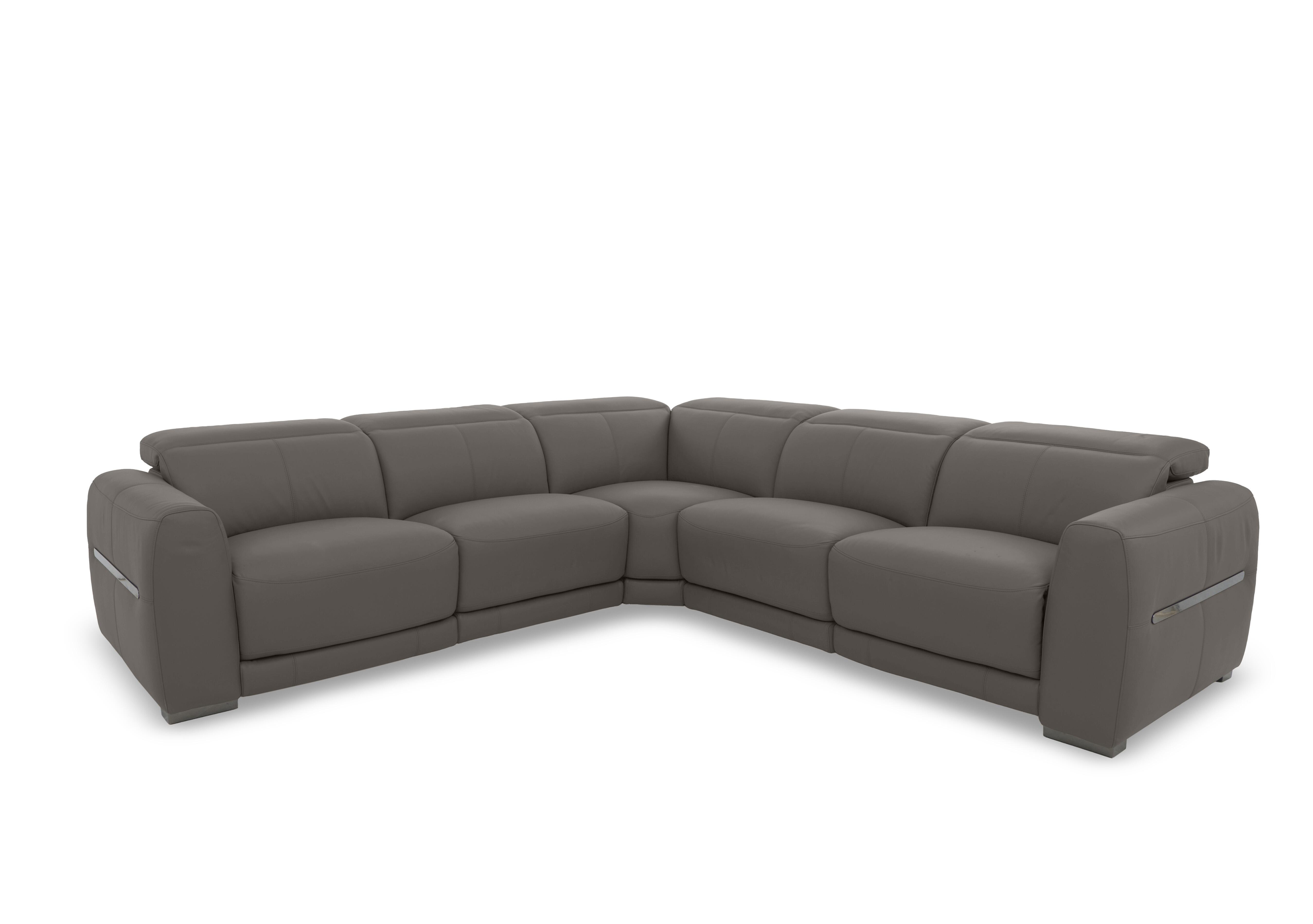 Edison Large Leather Corner Sofa in Nw-042e Elephant Gm on Furniture Village