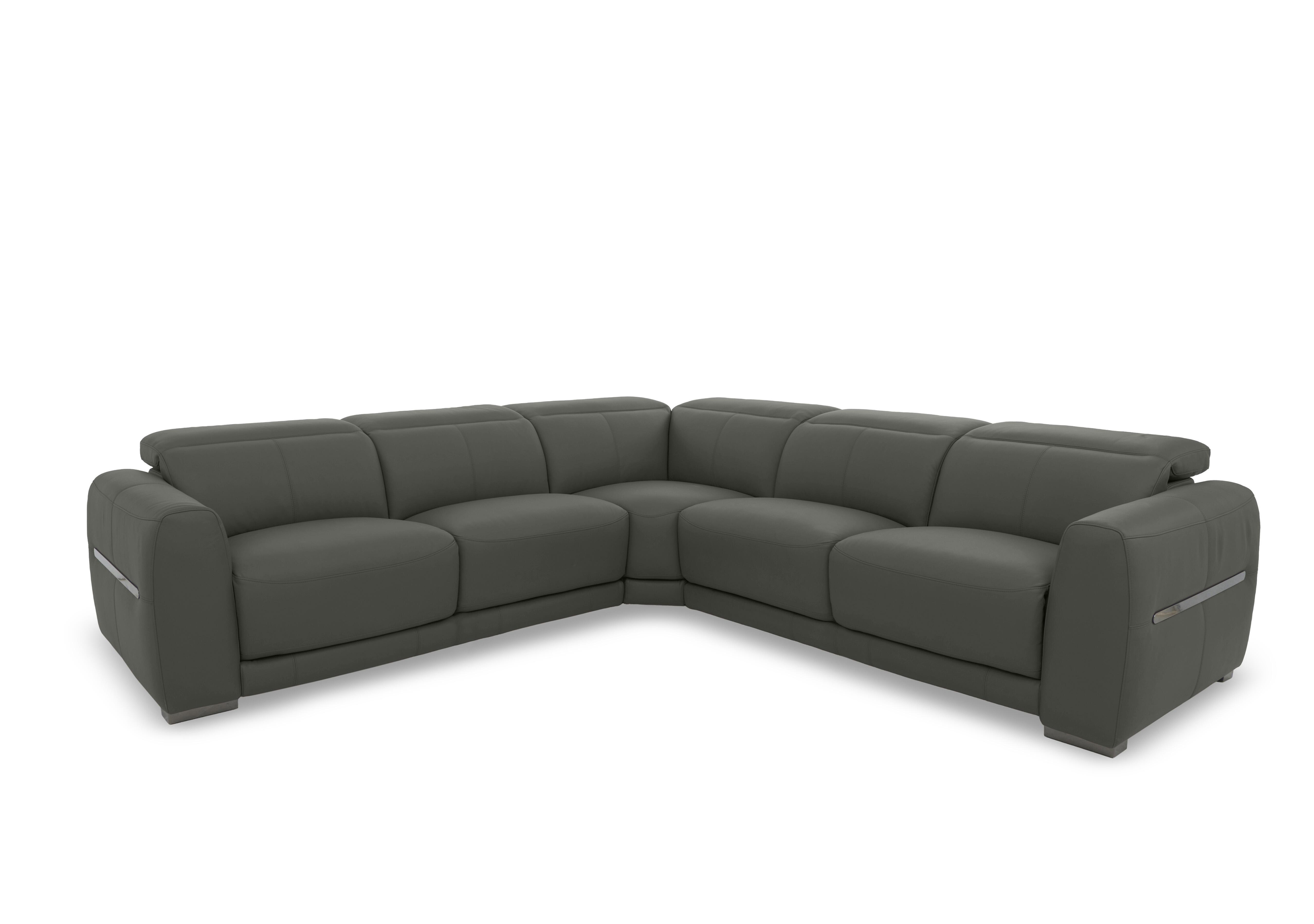 Edison Large Leather Corner Sofa in Nw-088e Charcoal Gry Gm on Furniture Village