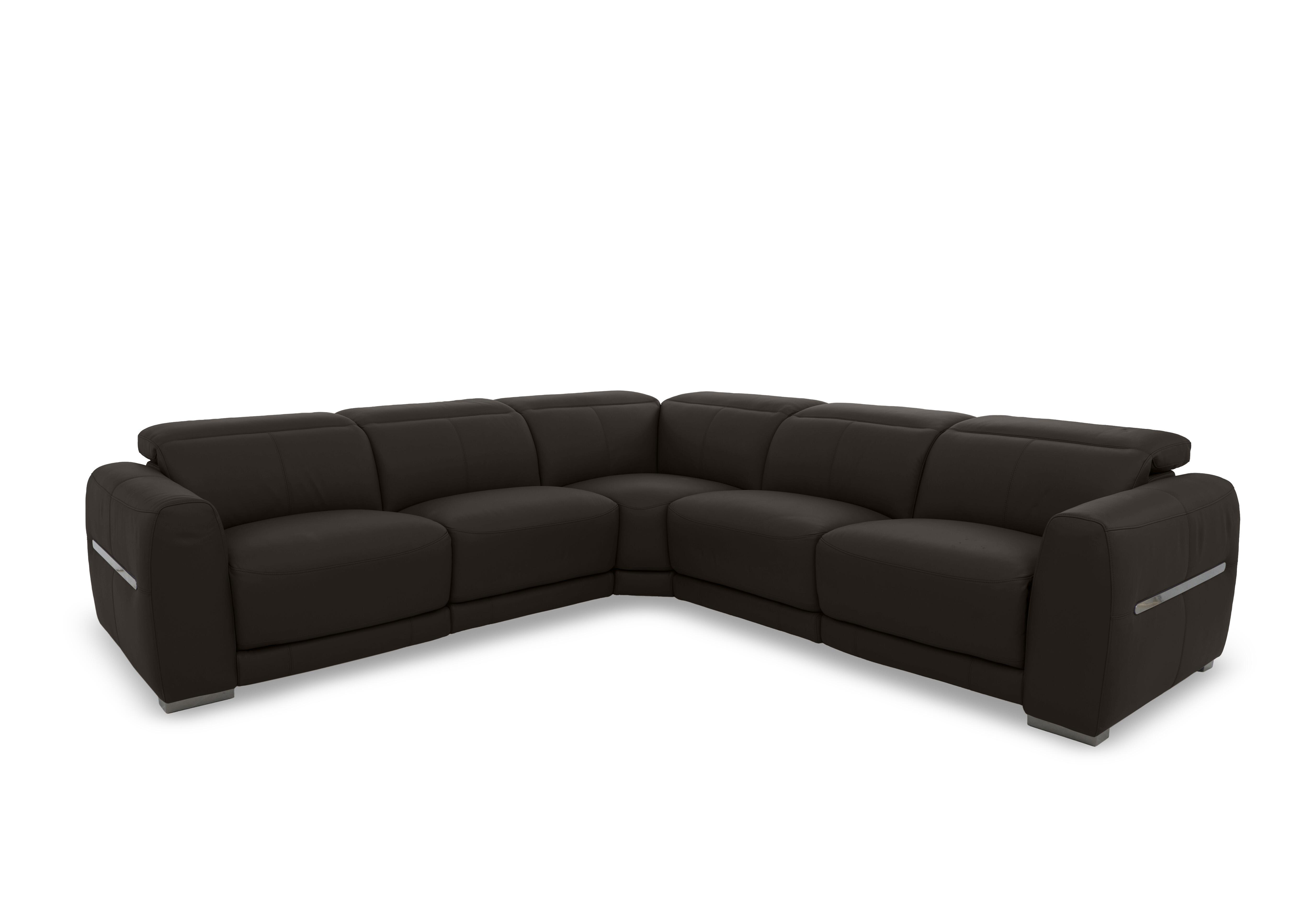 Edison Large Leather Corner Sofa in Nw-1748 Dark Chocolate Gm on Furniture Village