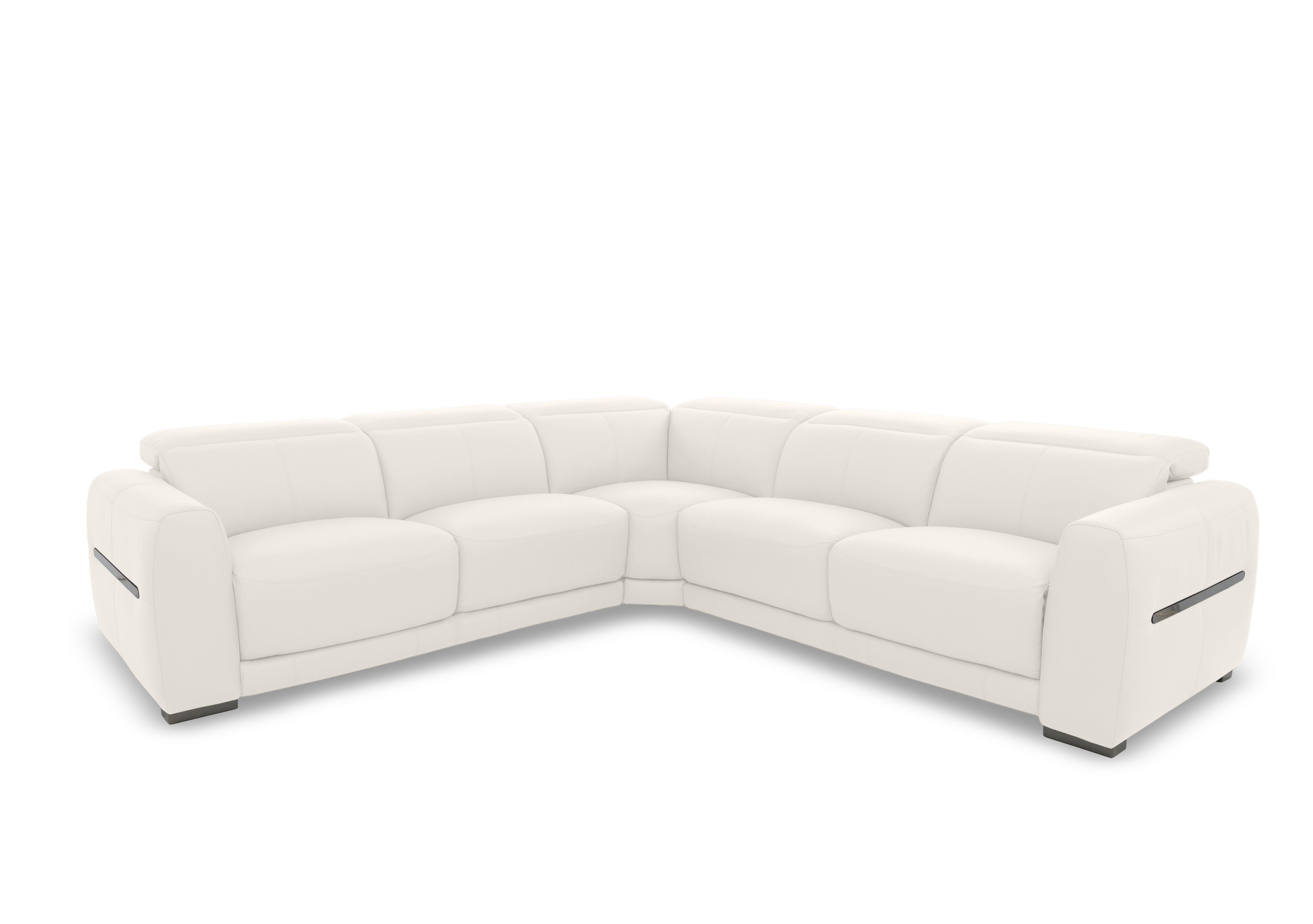 Edison Large Leather Corner Sofa in Nw-420e Star White Gm on Furniture Village