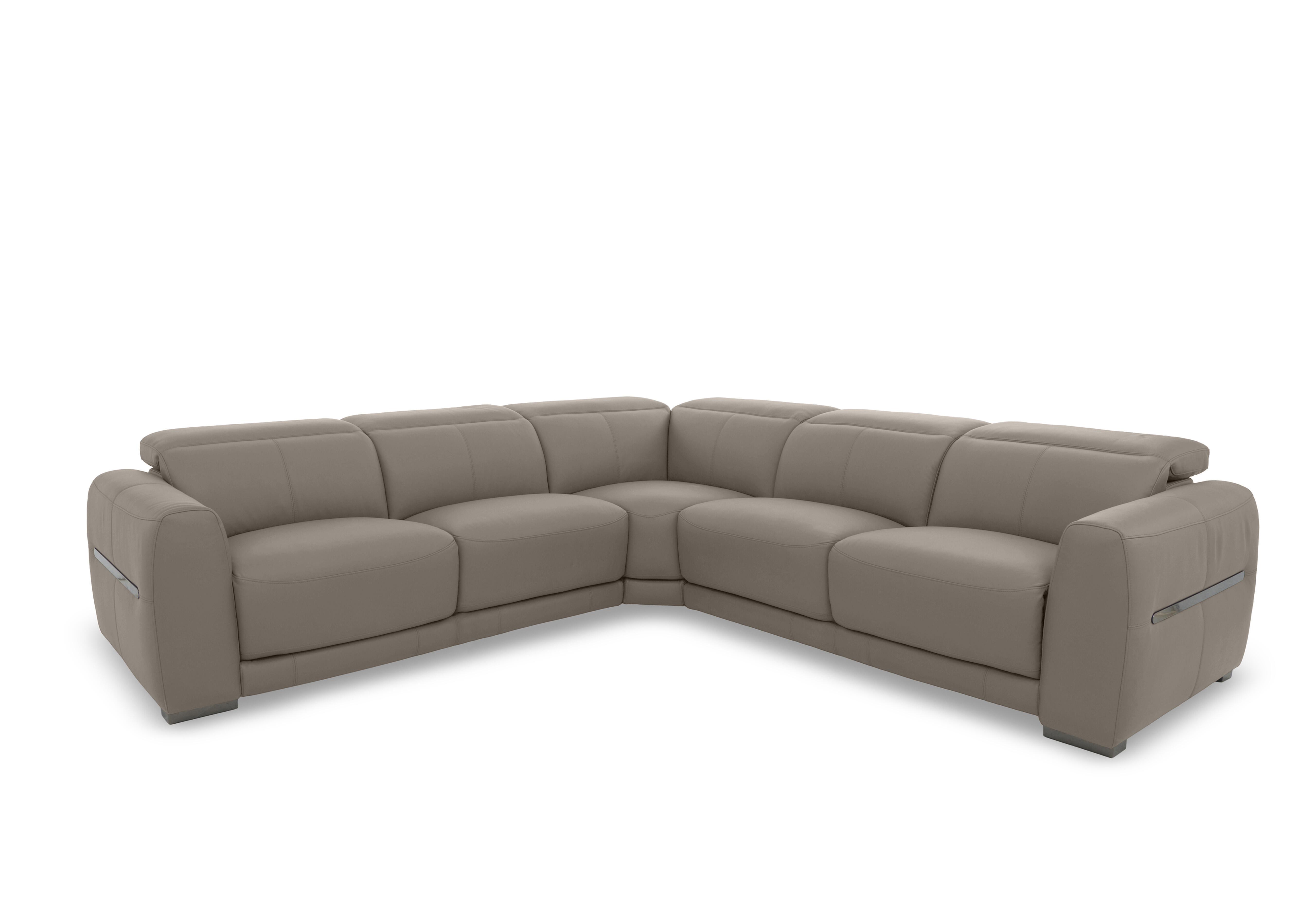 Edison Large Leather Corner Sofa in Nw-513e Pine Bark Gm on Furniture Village