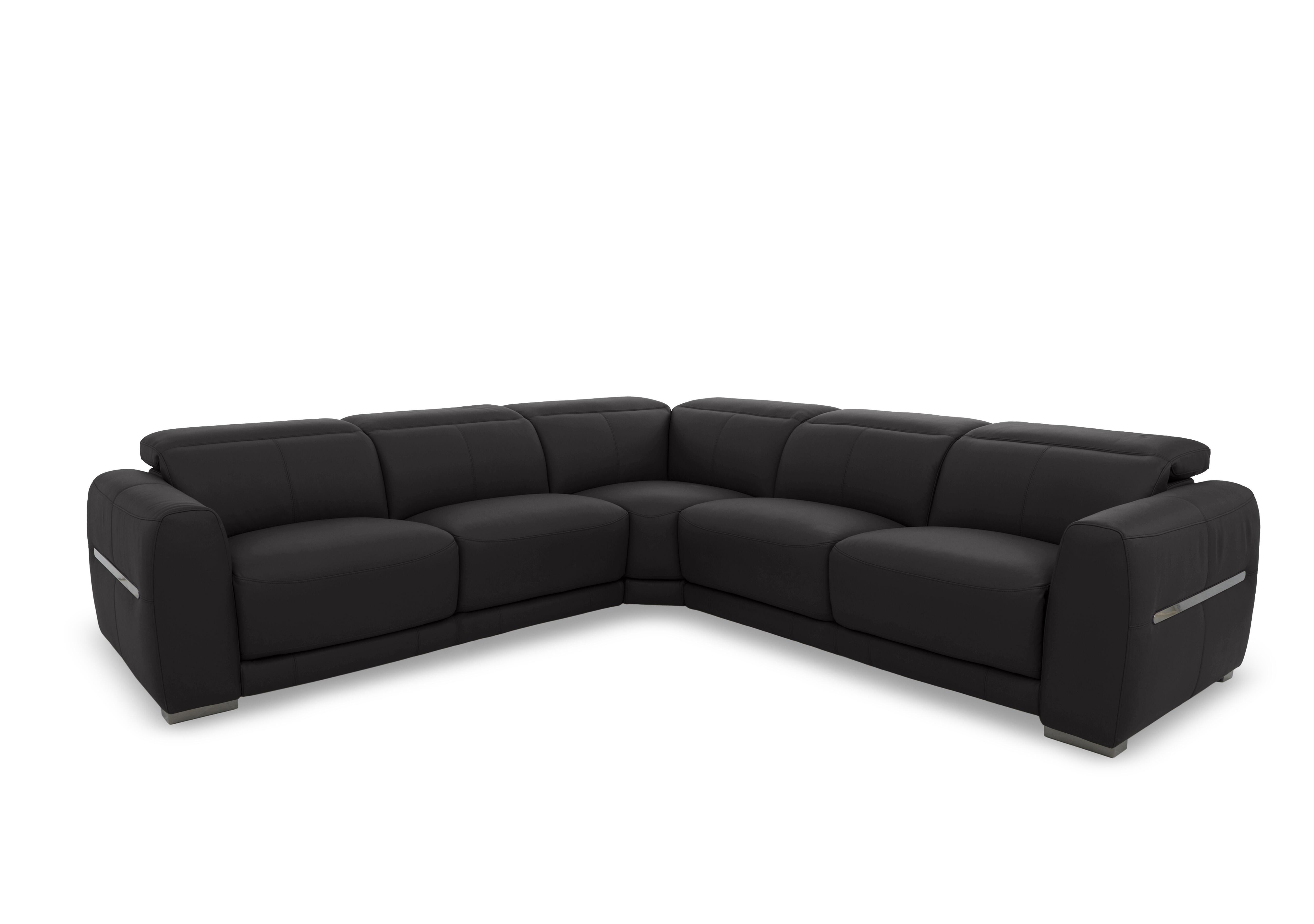 Edison Large Leather Corner Sofa in Nw-517e Shale Grey Gm on Furniture Village
