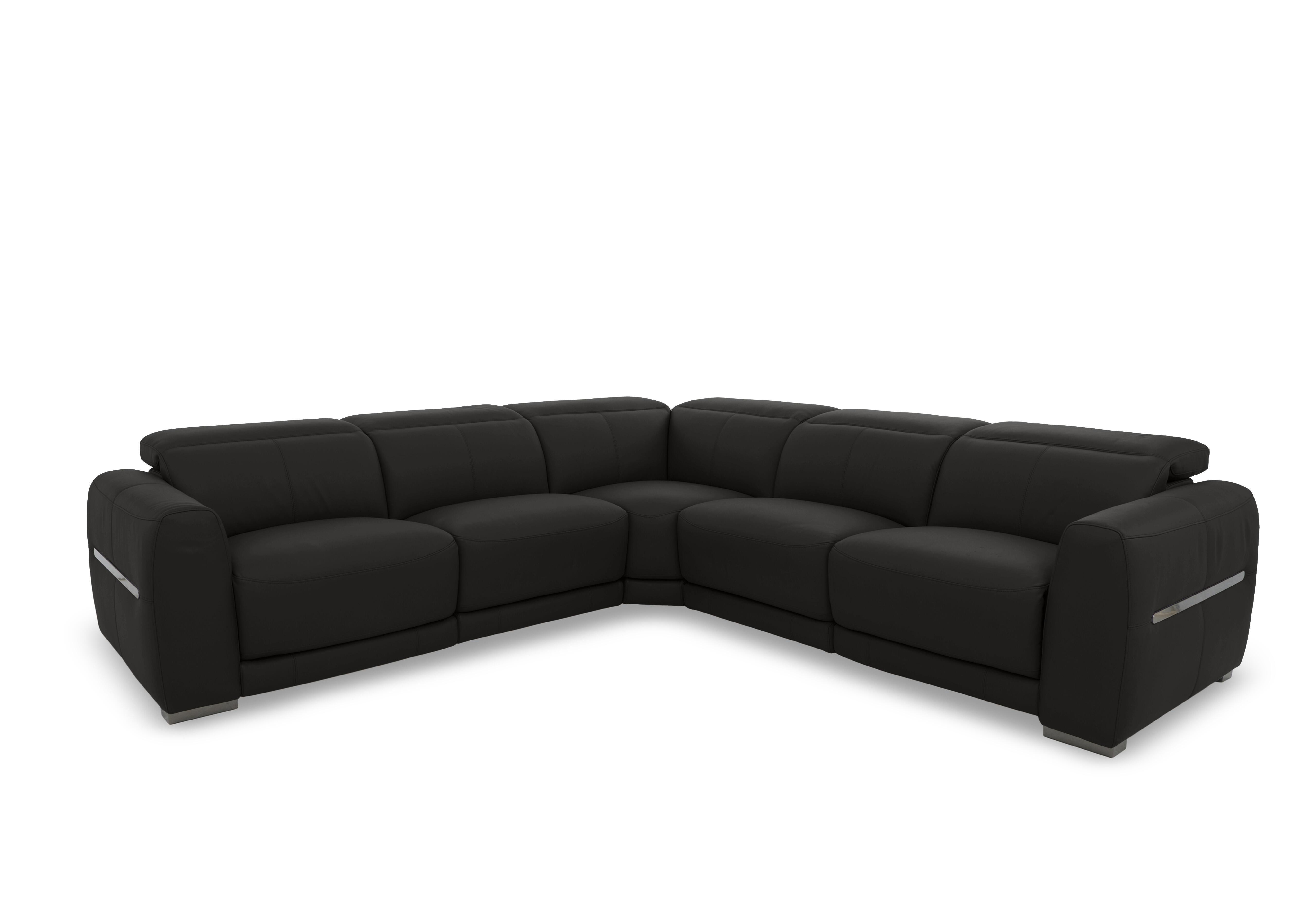 Edison Large Leather Corner Sofa in Nw-520e Black Gm on Furniture Village