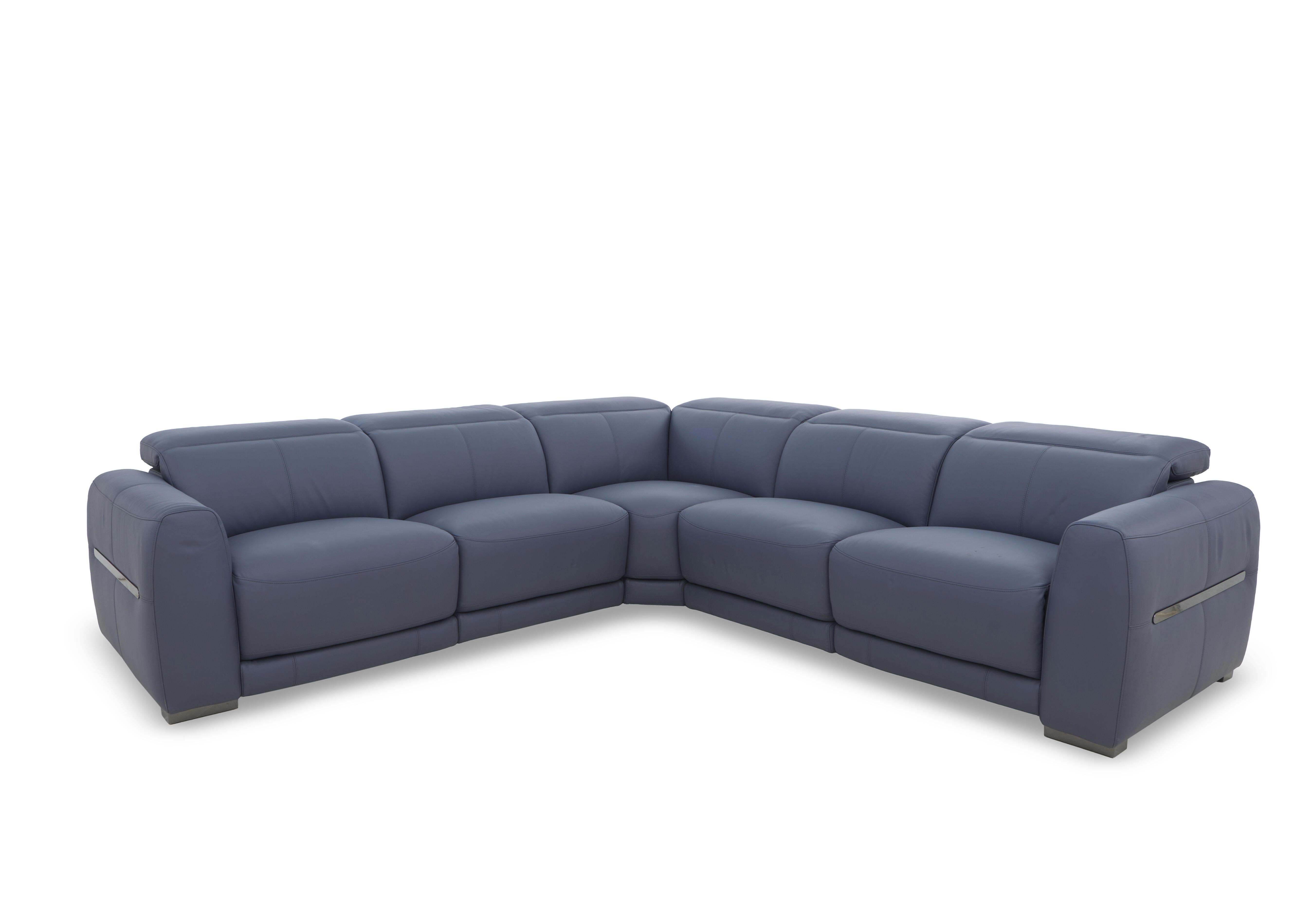 Edison Large Leather Corner Sofa in Nw-681e Ocean Gm on Furniture Village