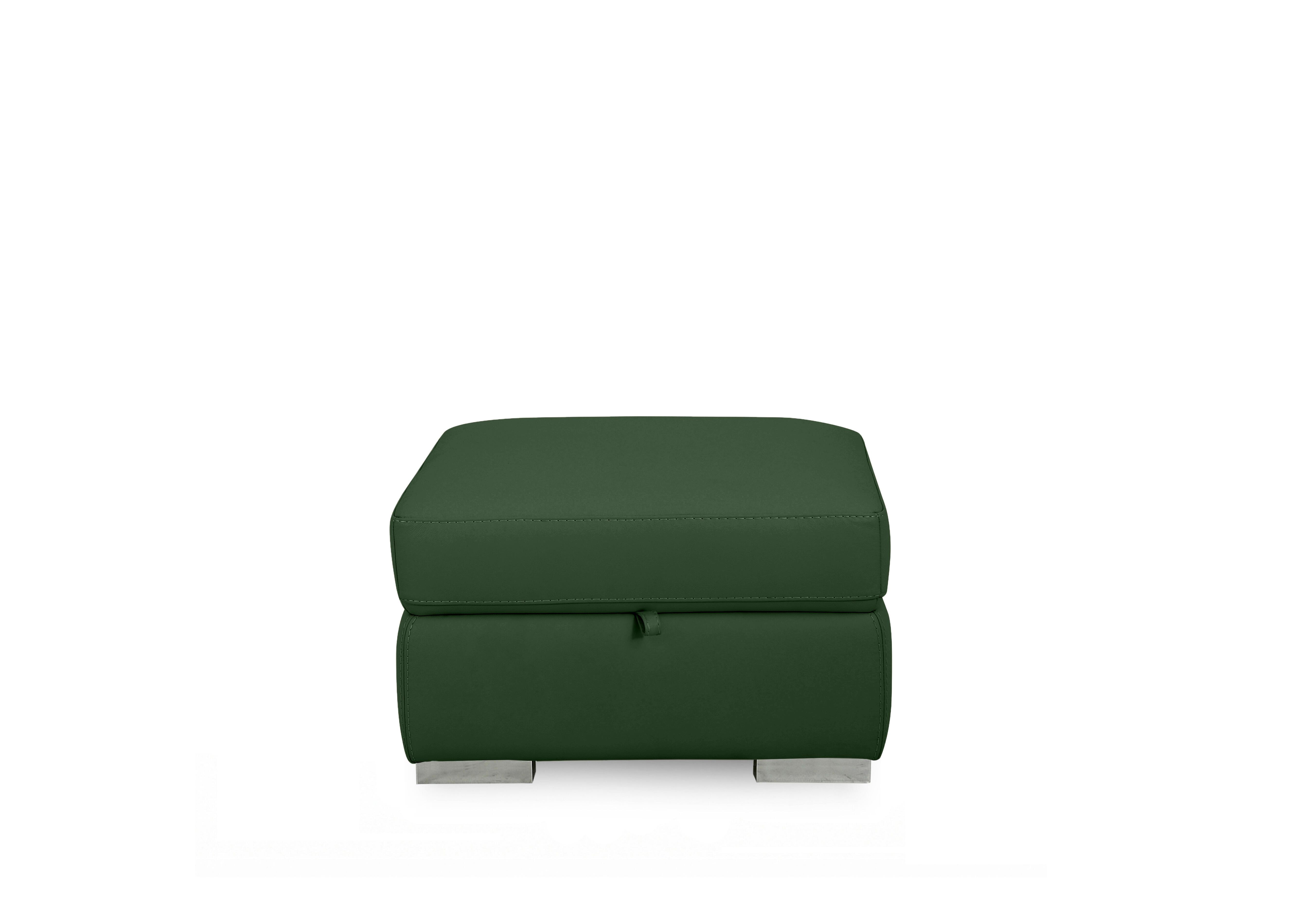 Edison Leather Storage Footstool in Nw-371e Chive Green Gm on Furniture Village