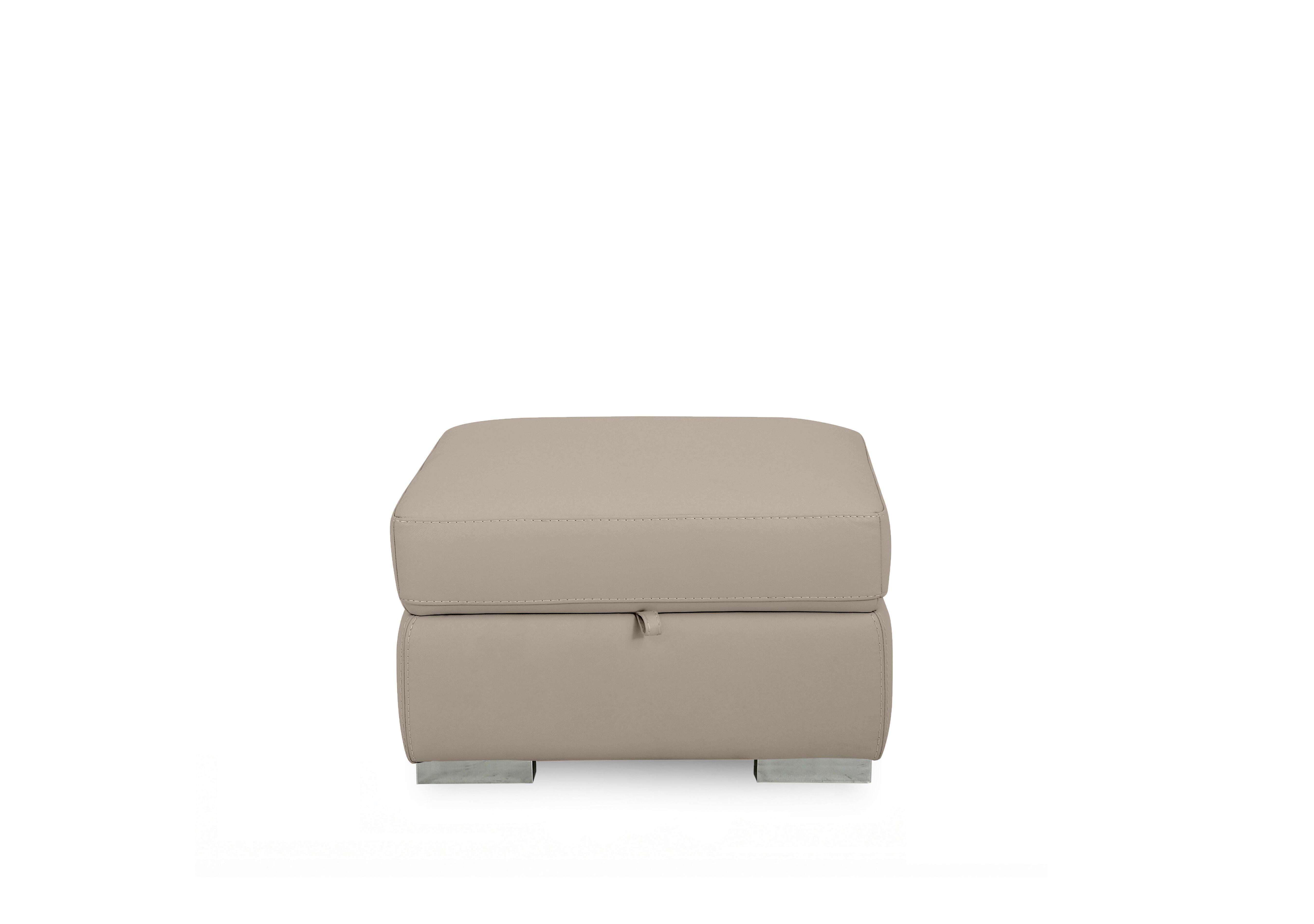 Edison Leather Storage Footstool in Nw-946b Feather Grey Gm on Furniture Village