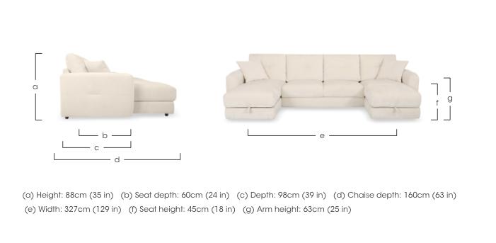 Nest Large Fabric U-Shaped Corner Sofa with Double Storage Chaises in  on Furniture Village