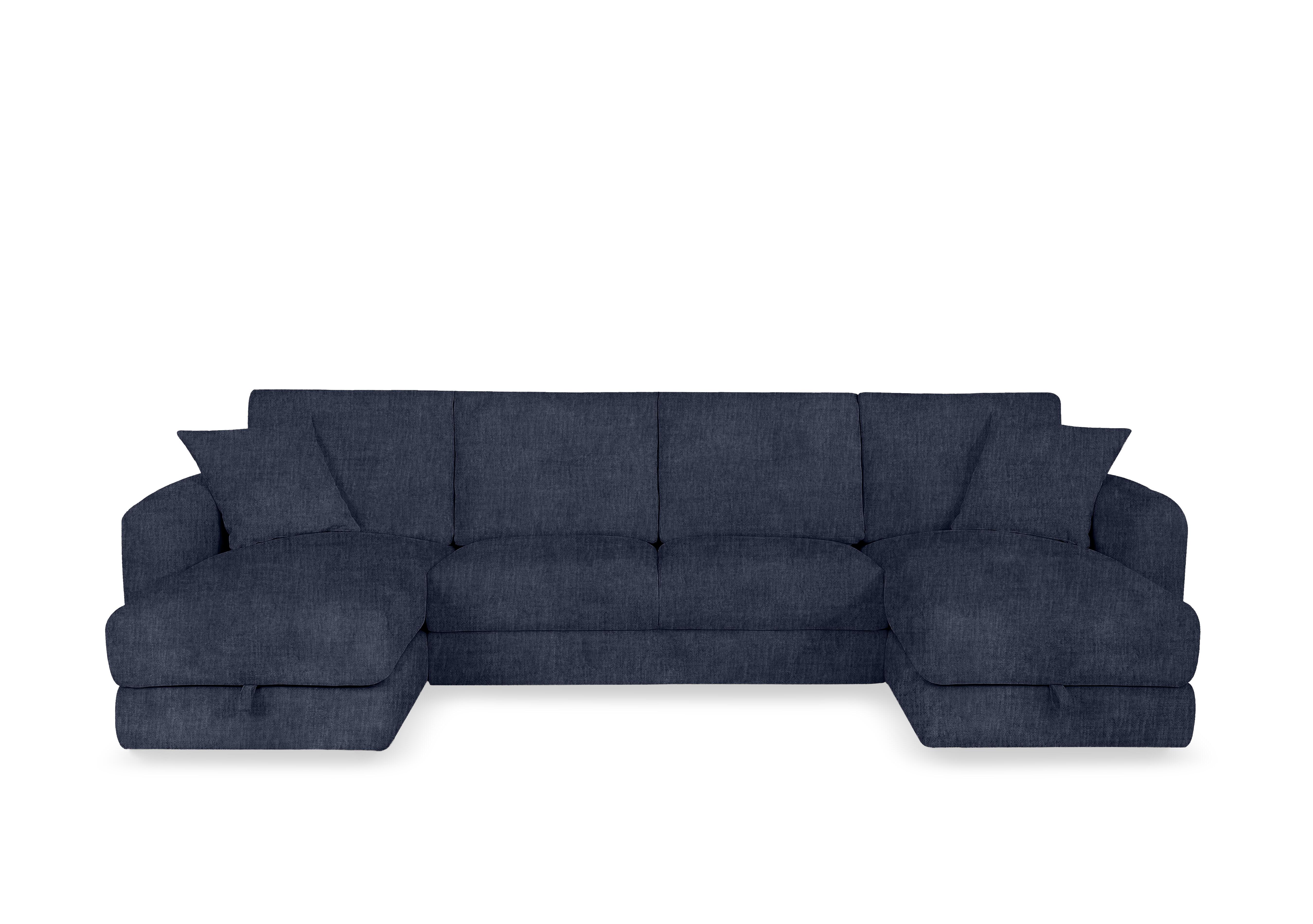 Nest Large Fabric U-Shaped Corner Sofa with Double Storage Chaises in Fab-Crn-R101 Ink on Furniture Village