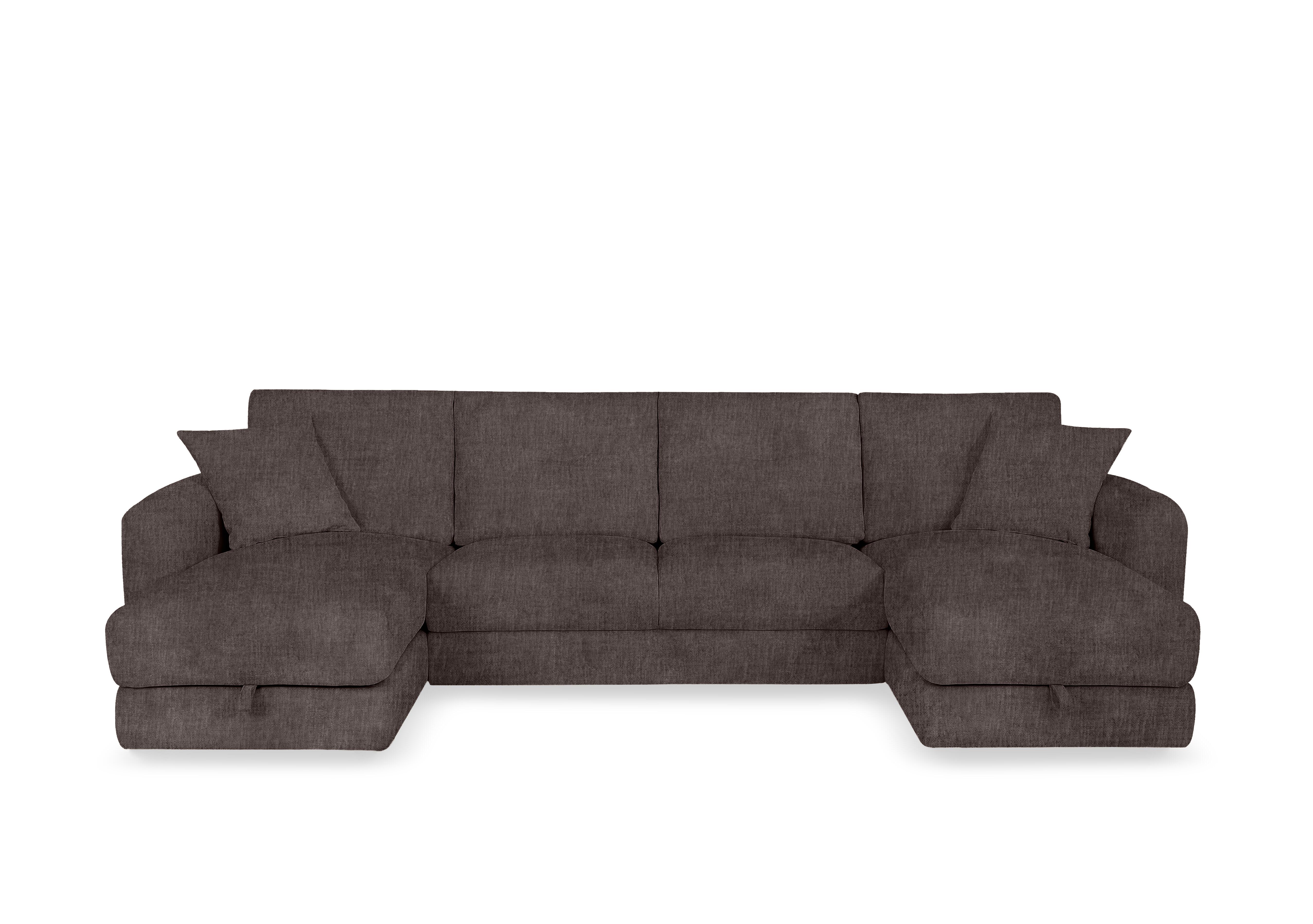 Nest Large Fabric U-Shaped Corner Sofa with Double Storage Chaises in Fab-Crn-R102 Cacao on Furniture Village
