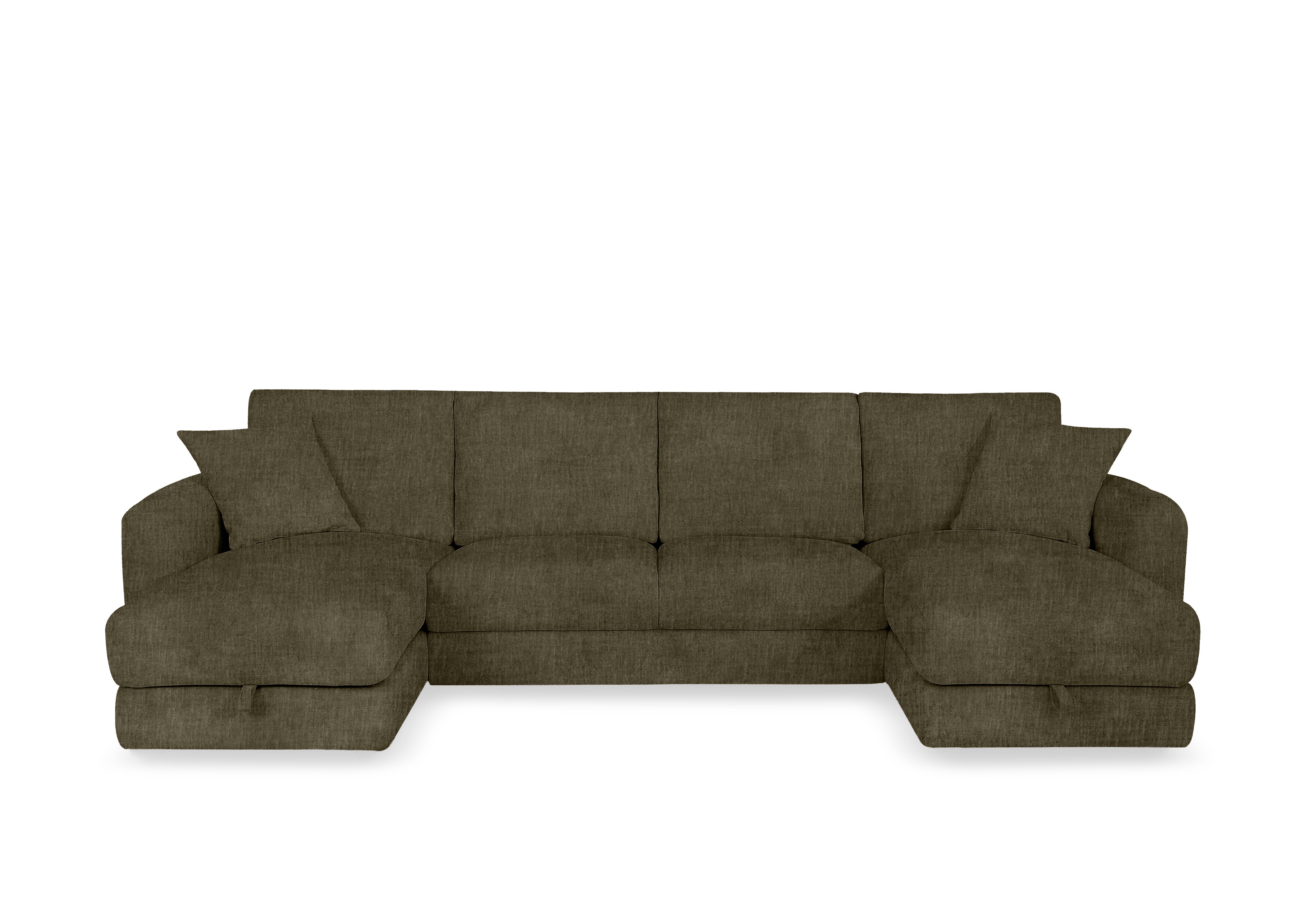 Nest Large Fabric U-Shaped Corner Sofa with Double Storage Chaises in Fab-Crn-R105 Olive on Furniture Village