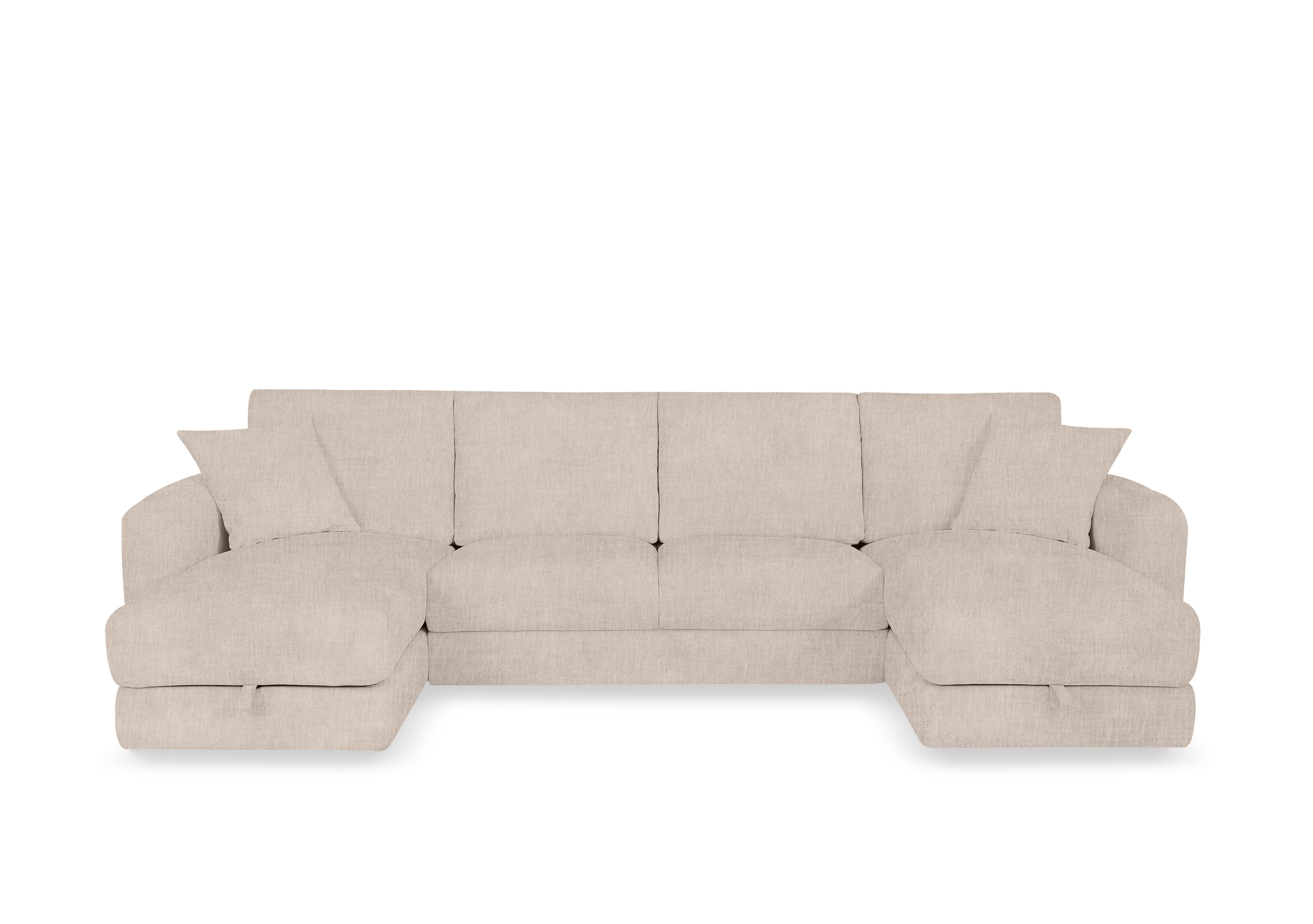 Nest Large Fabric U-Shaped Corner Sofa with Double Storage Chaises in Fab-Crn-R120 Beige on Furniture Village