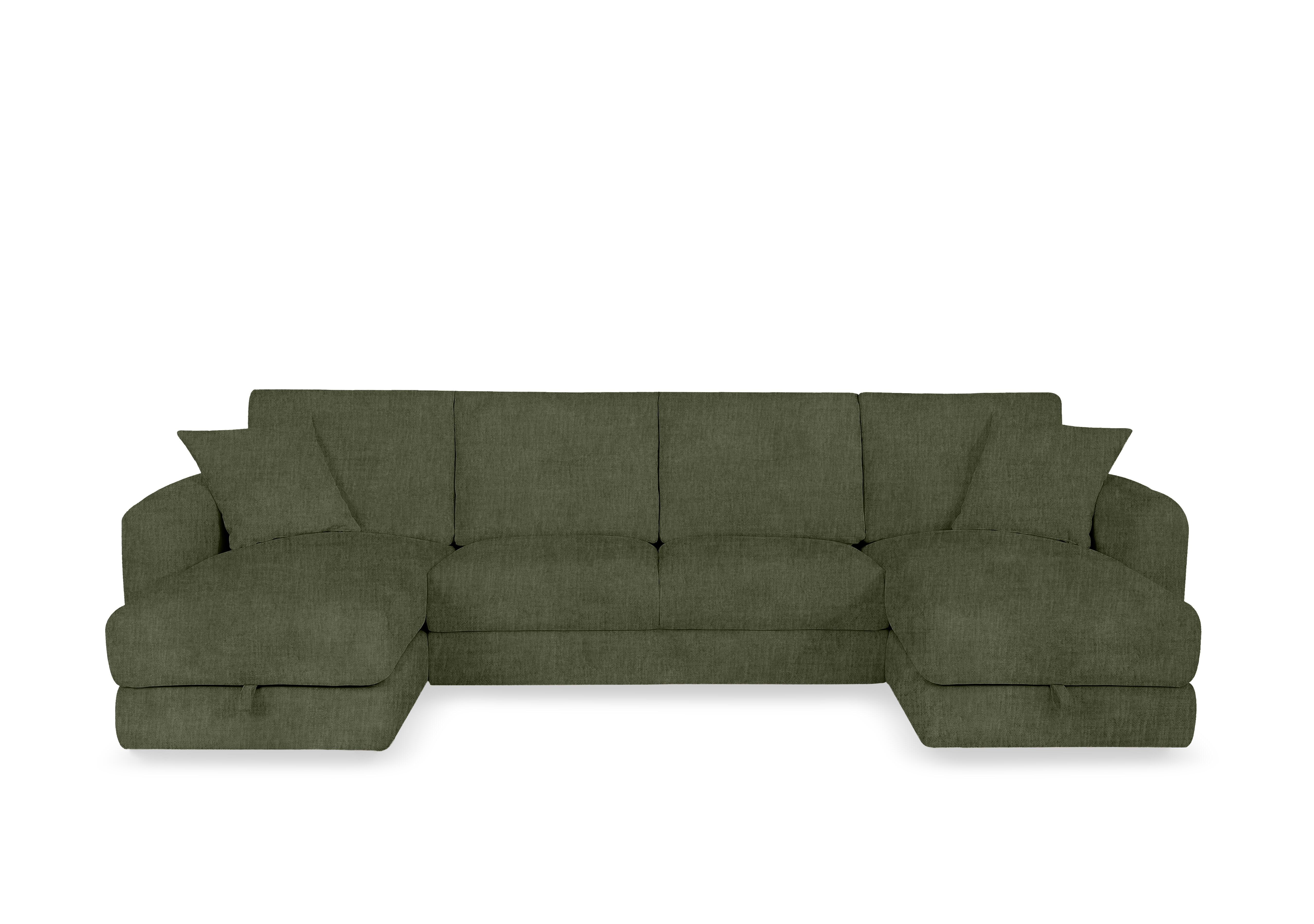 Nest Large Fabric U-Shaped Corner Sofa with Double Storage Chaises in Fab-Crn-R353 Forrest Green on Furniture Village