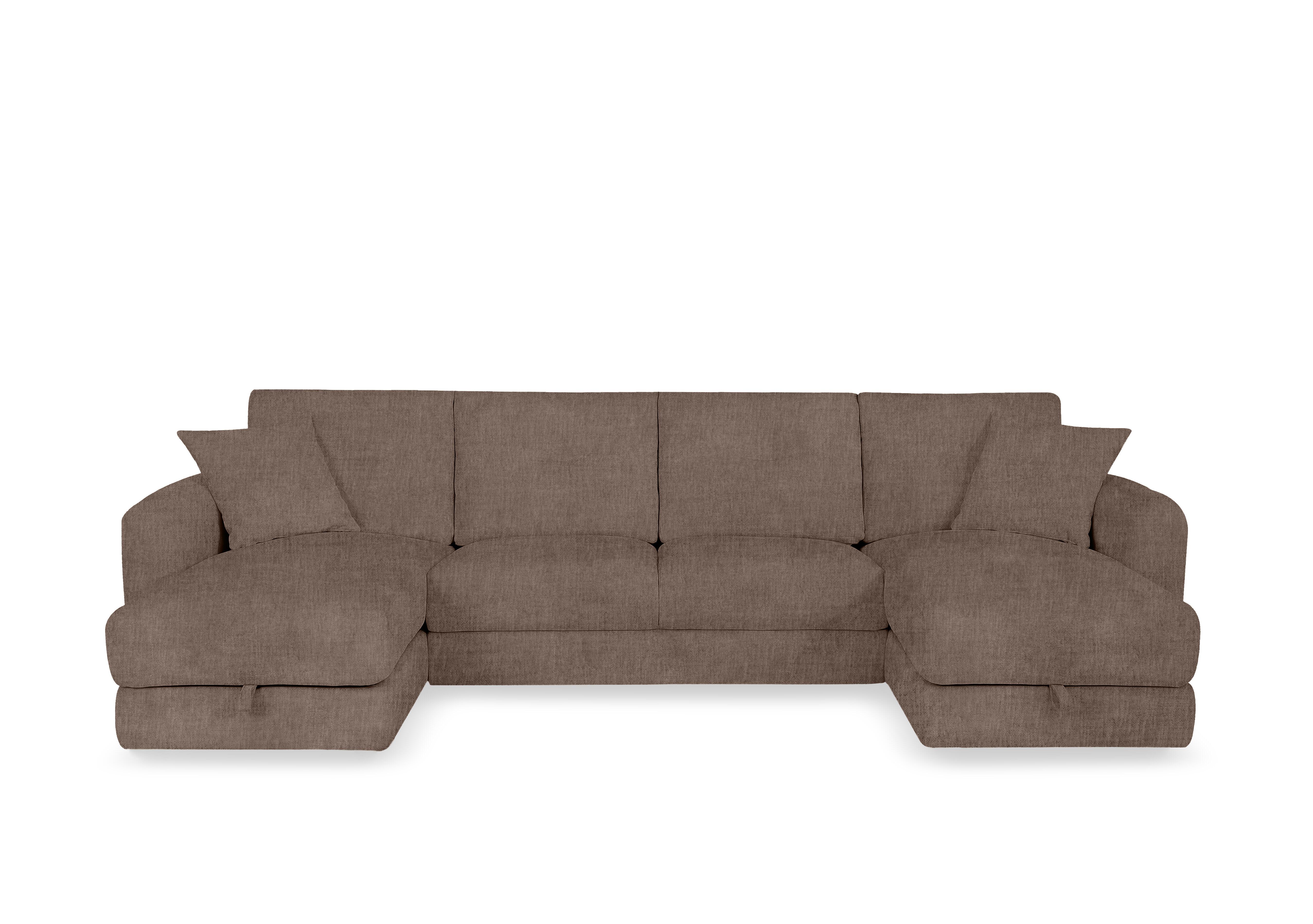 Nest Large Fabric U-Shaped Corner Sofa with Double Storage Chaises in Fab-Crn-R431 Brown on Furniture Village
