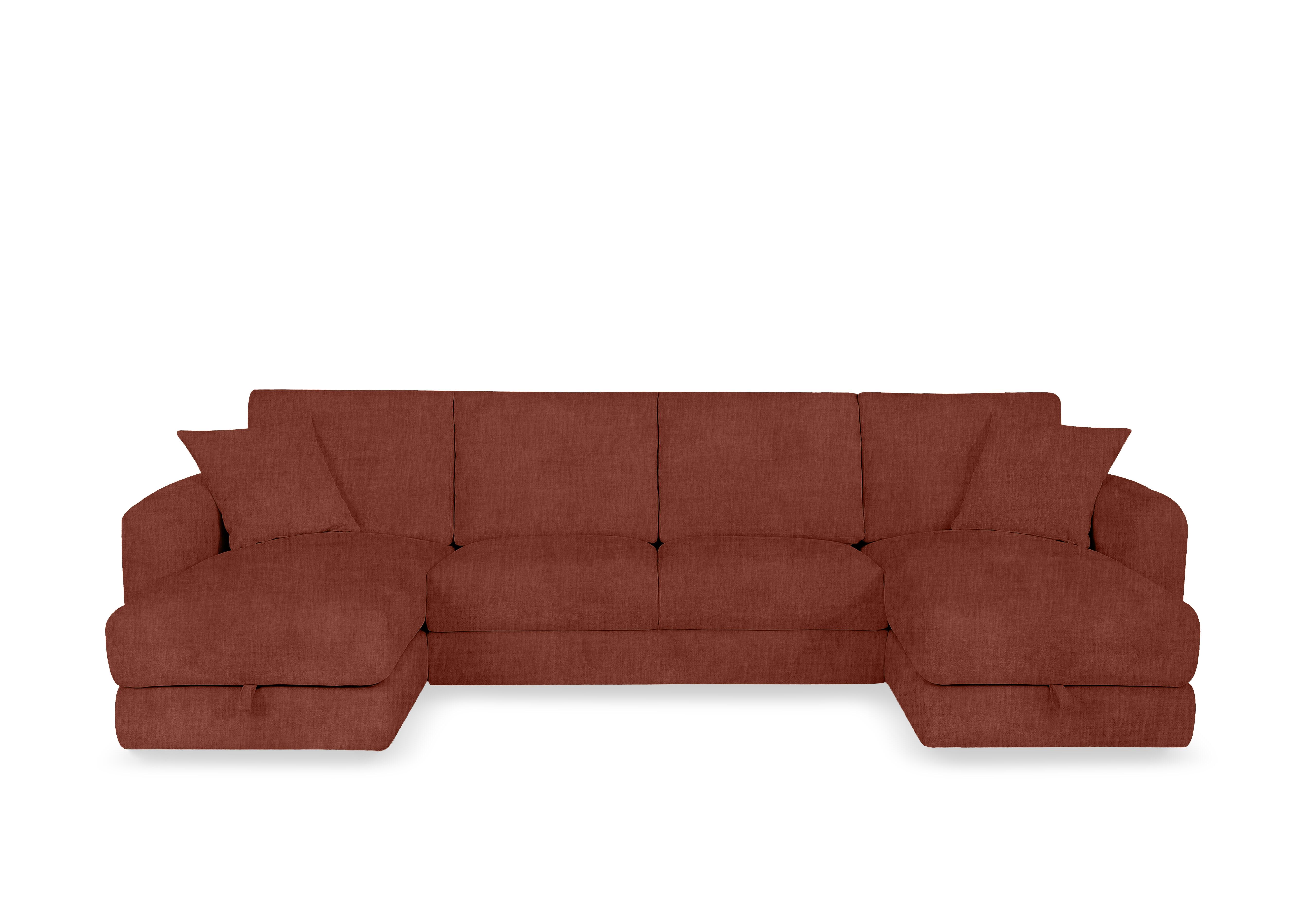 Nest Large Fabric U-Shaped Corner Sofa with Double Storage Chaises in Fab-Crn-R500 Caramel on Furniture Village