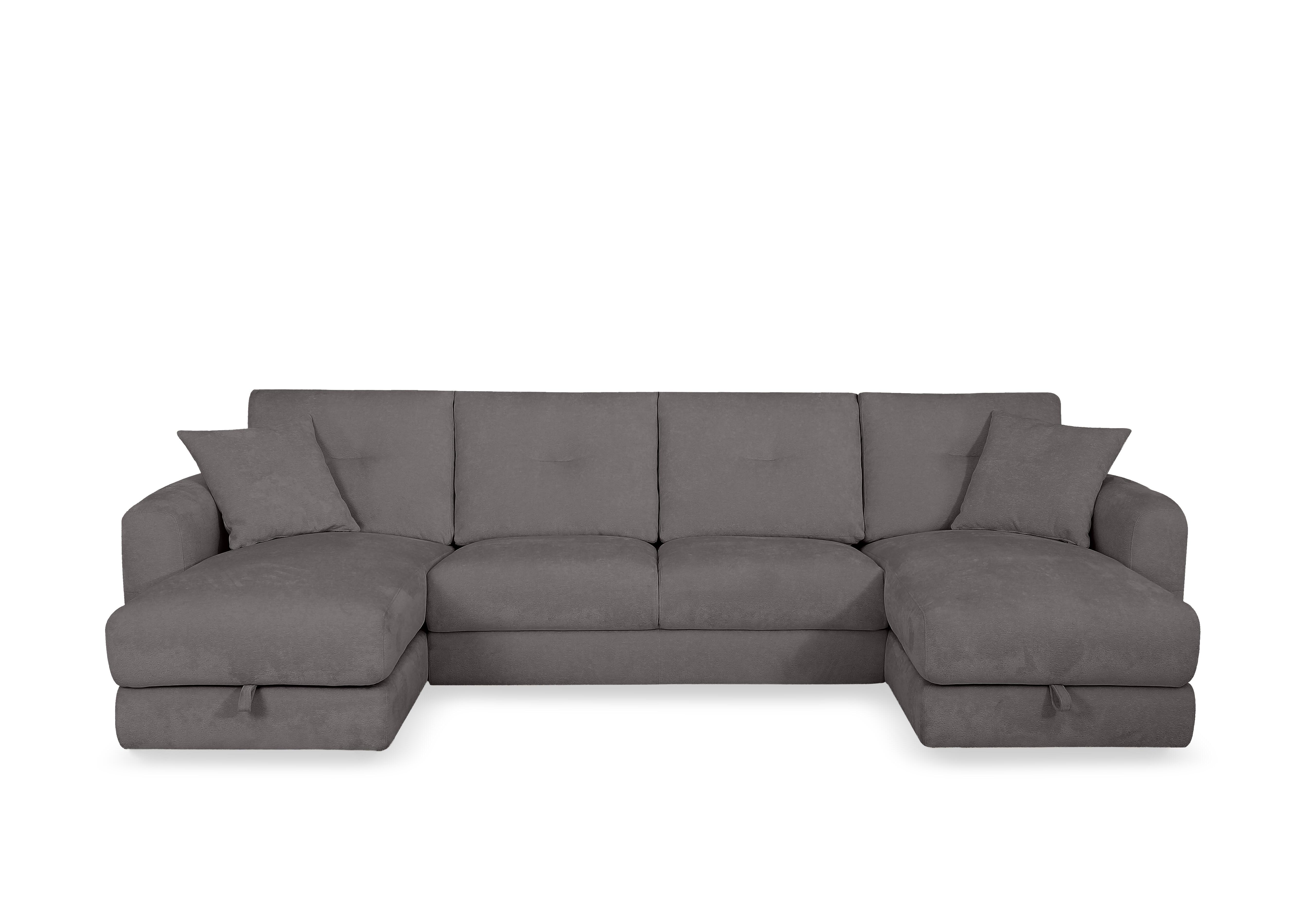 Nest Large Fabric U-Shaped Corner Sofa with Double Storage Chaises in Fab-Dab-R02 Steel Grey on Furniture Village