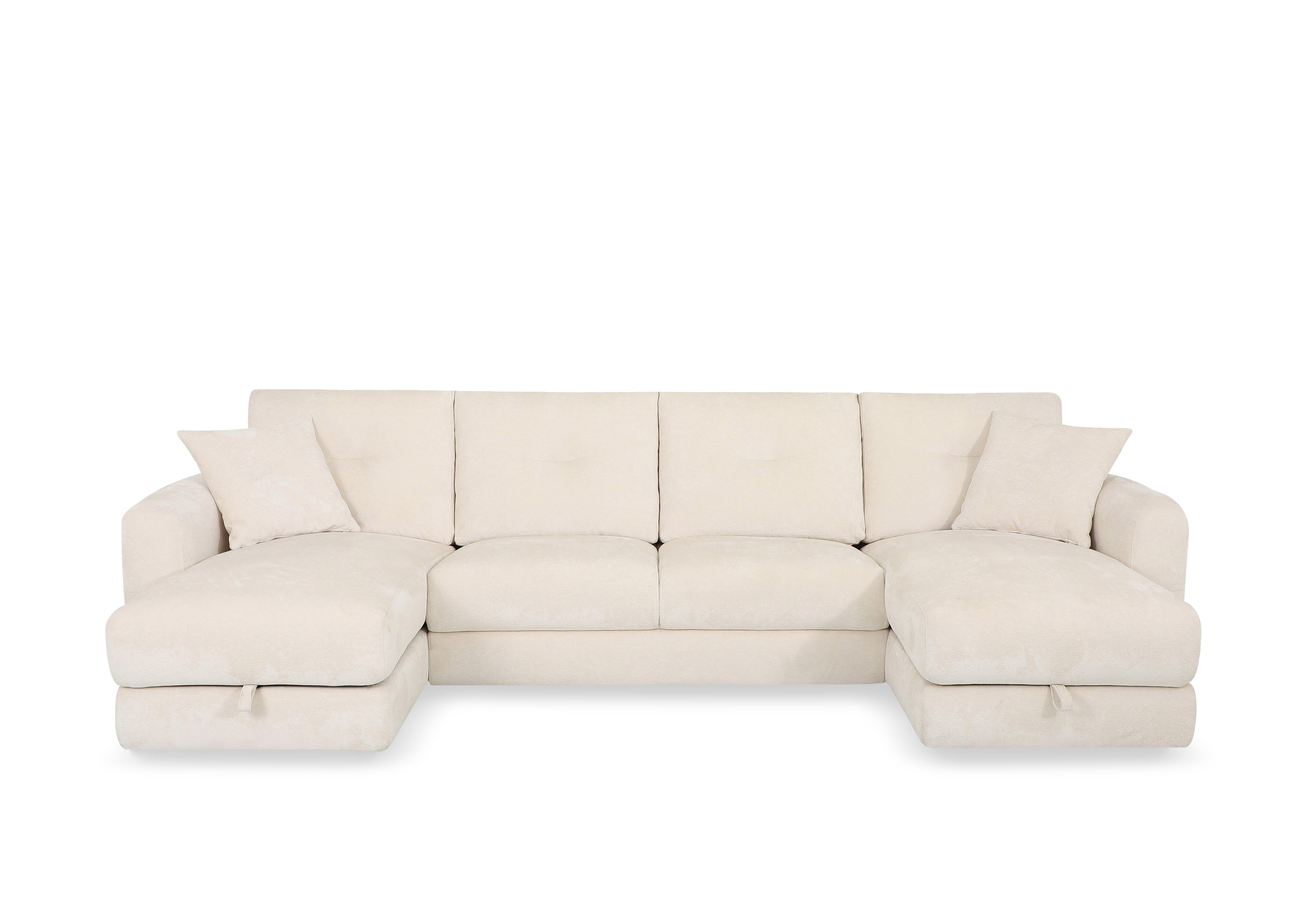 Nest Large Fabric U-Shaped Corner Sofa with Double Storage Chaises in Fab-Dab-R05 Cream on Furniture Village