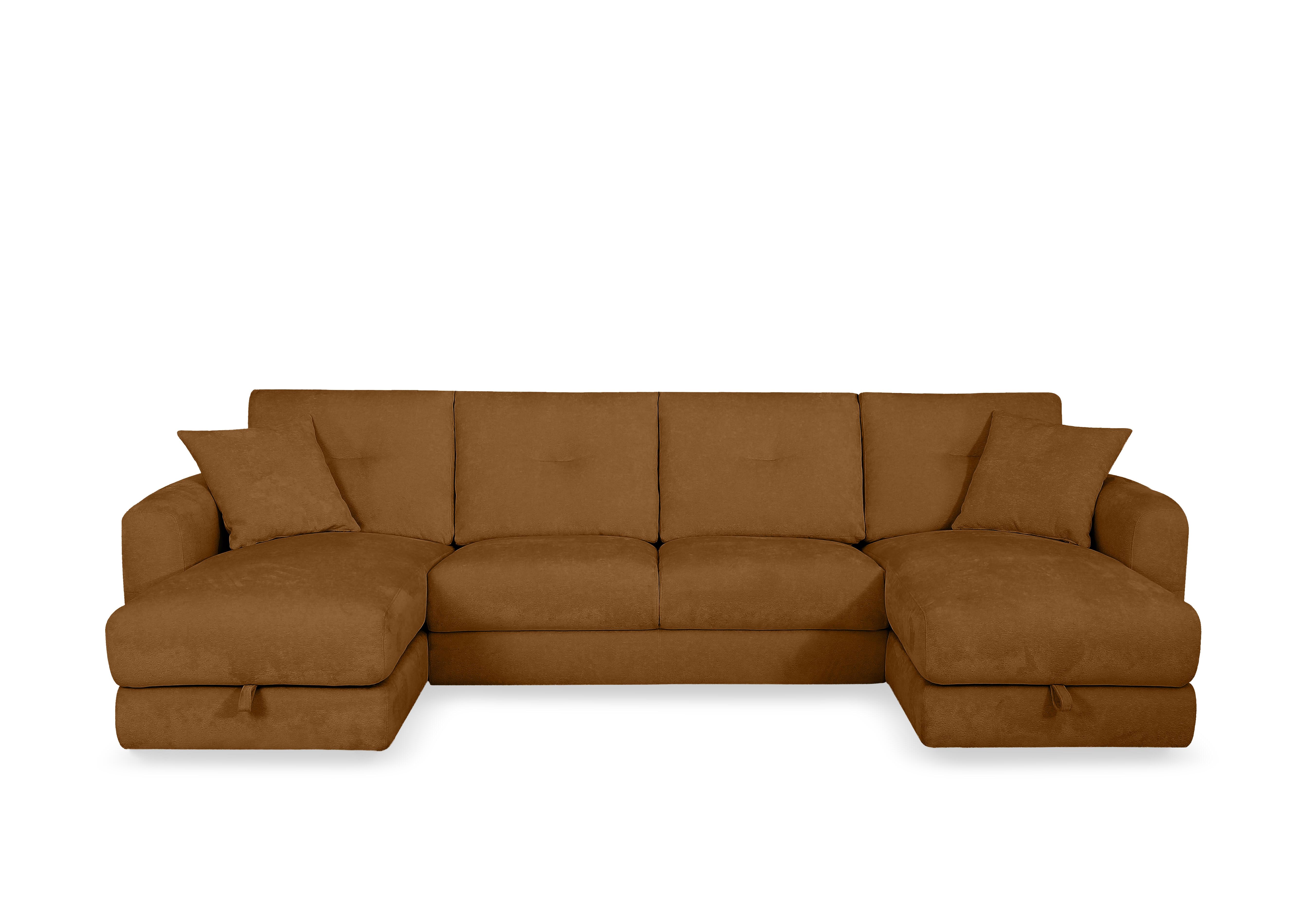 Nest Large Fabric U-Shaped Corner Sofa with Double Storage Chaises in Fab-Dab-R11 Fennelseed on Furniture Village