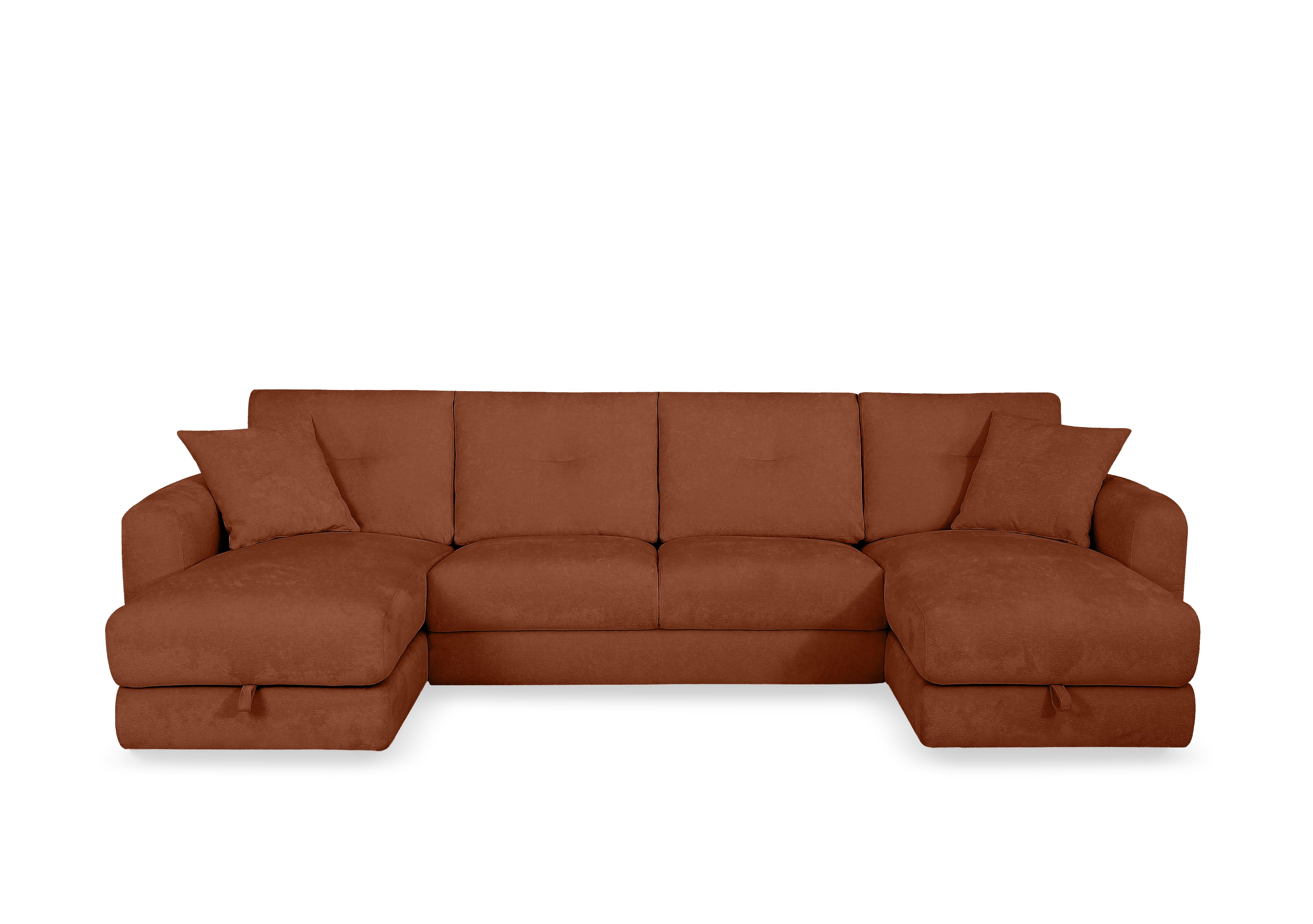 Nest Large Fabric U-Shaped Corner Sofa with Double Storage Chaises in Fab-Dab-R13 Rust on Furniture Village