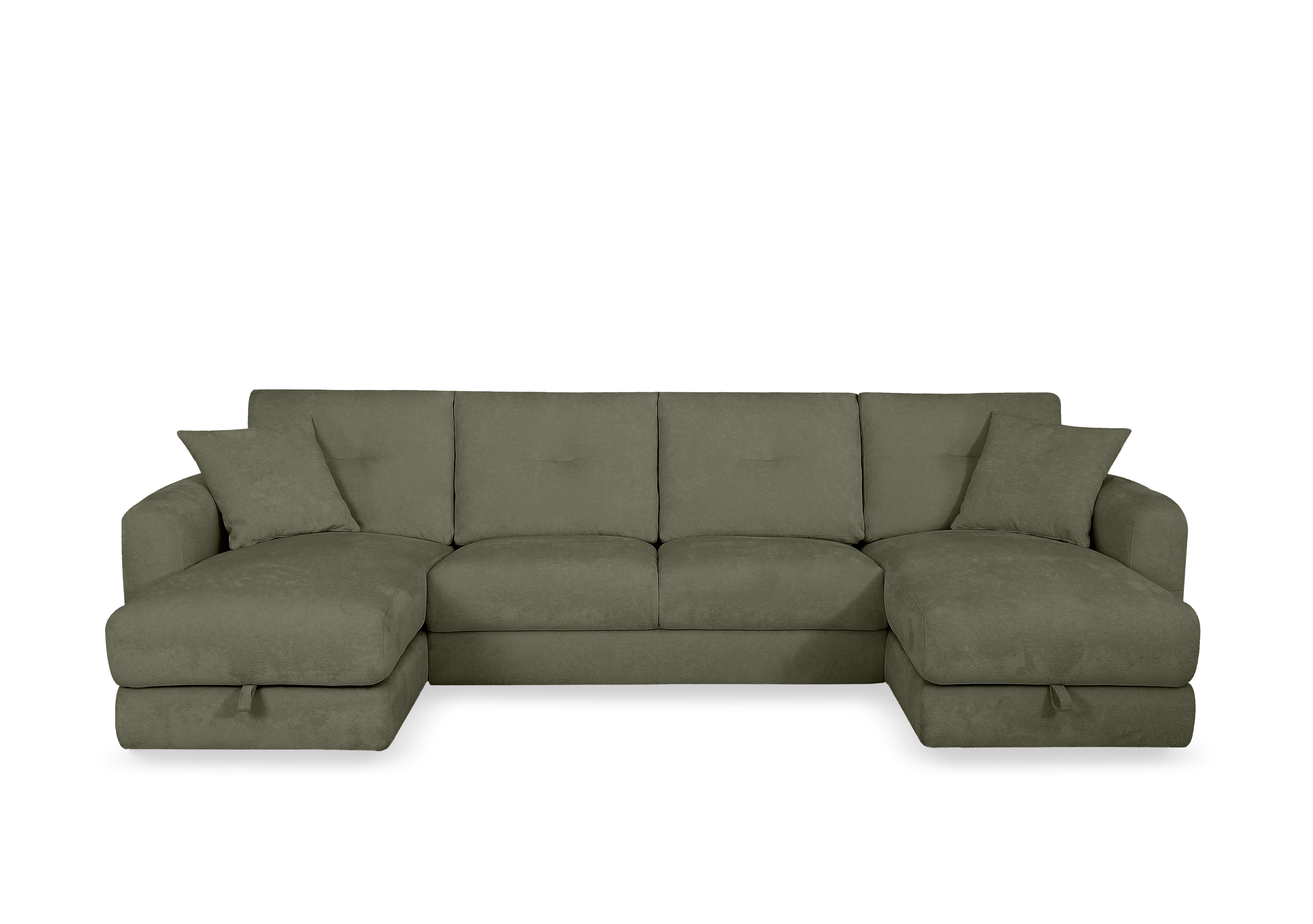 Nest Large Fabric U-Shaped Corner Sofa with Double Storage Chaises in Fab-Dab-R16 Forrest Green on Furniture Village