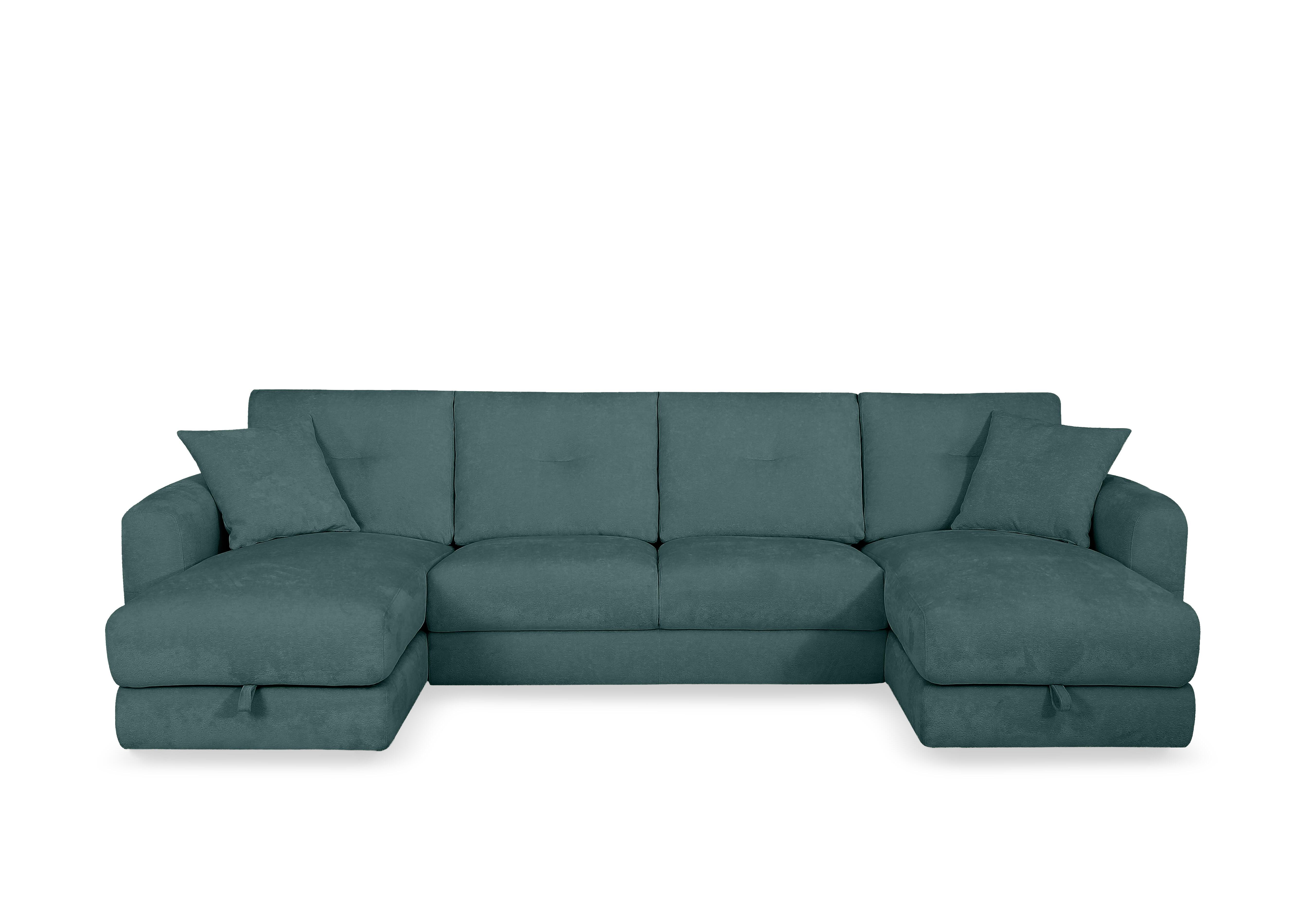 Nest Large Fabric U-Shaped Corner Sofa with Double Storage Chaises in Fab-Dab-R17 Peacock on Furniture Village