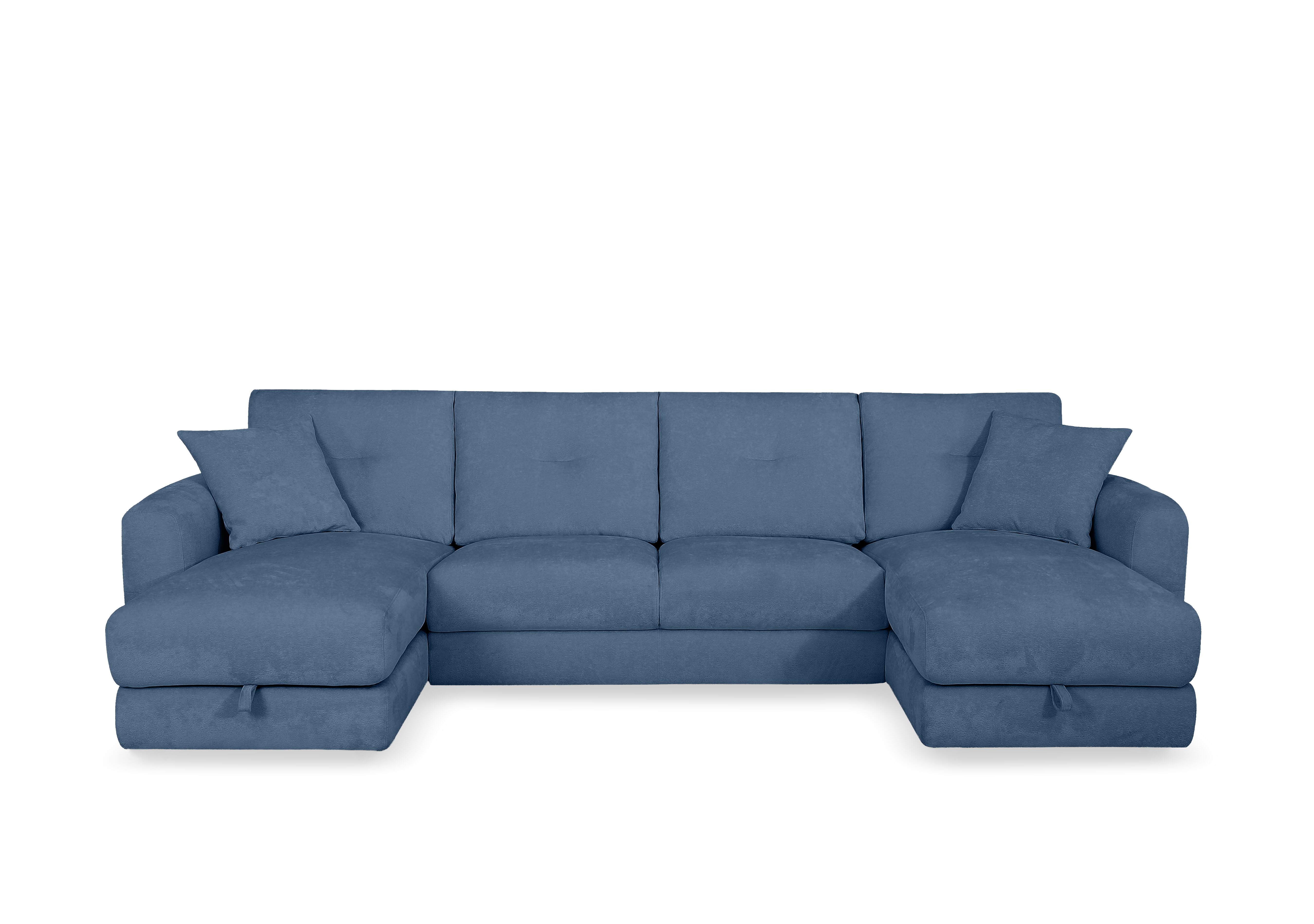 Nest Large Fabric U-Shaped Corner Sofa with Double Storage Chaises in Fab-Dab-R18 Silverish Blue on Furniture Village