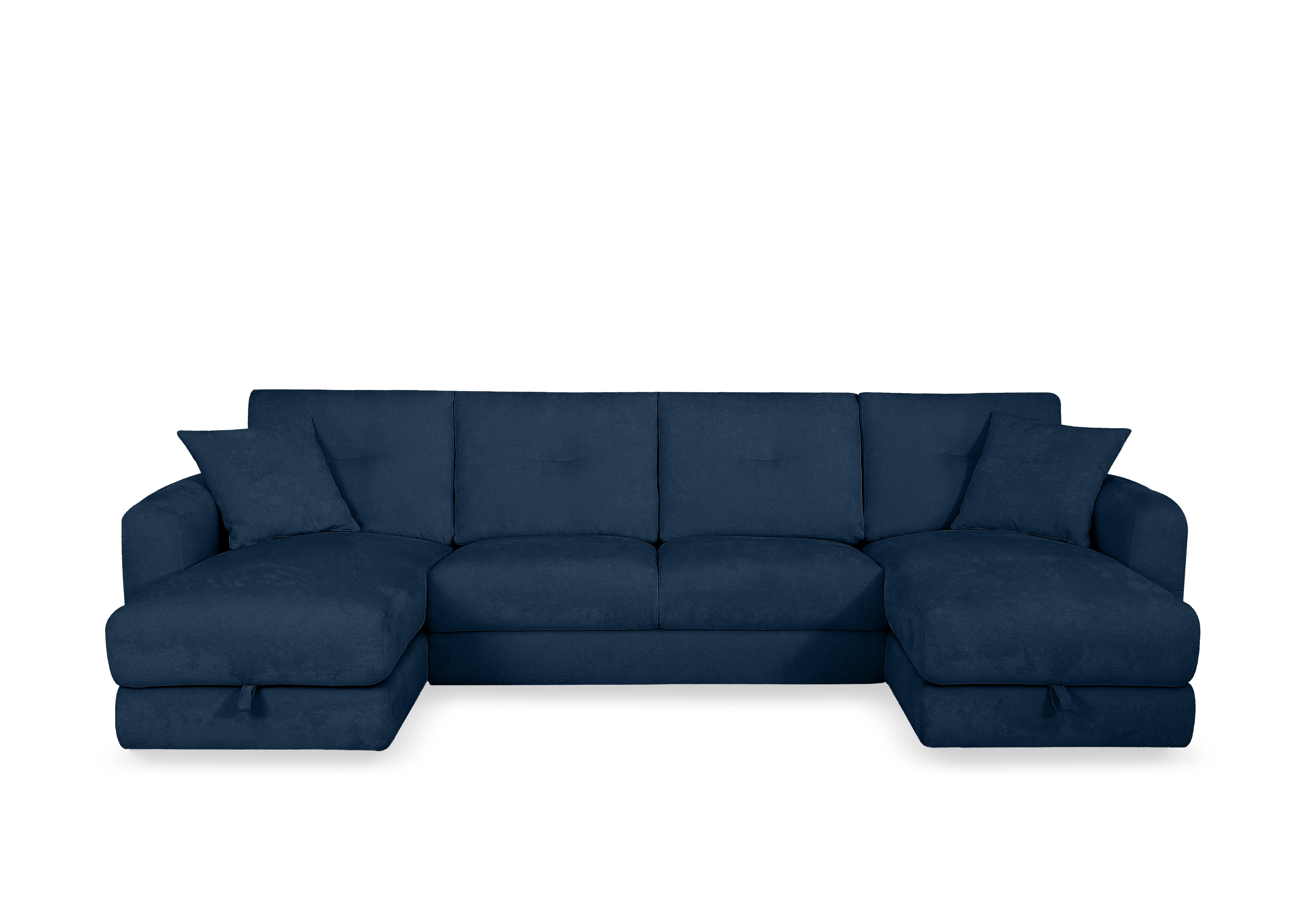 Nest Large Fabric U-Shaped Corner Sofa with Double Storage Chaises in Fab-Dab-R23 Steel Blue on Furniture Village
