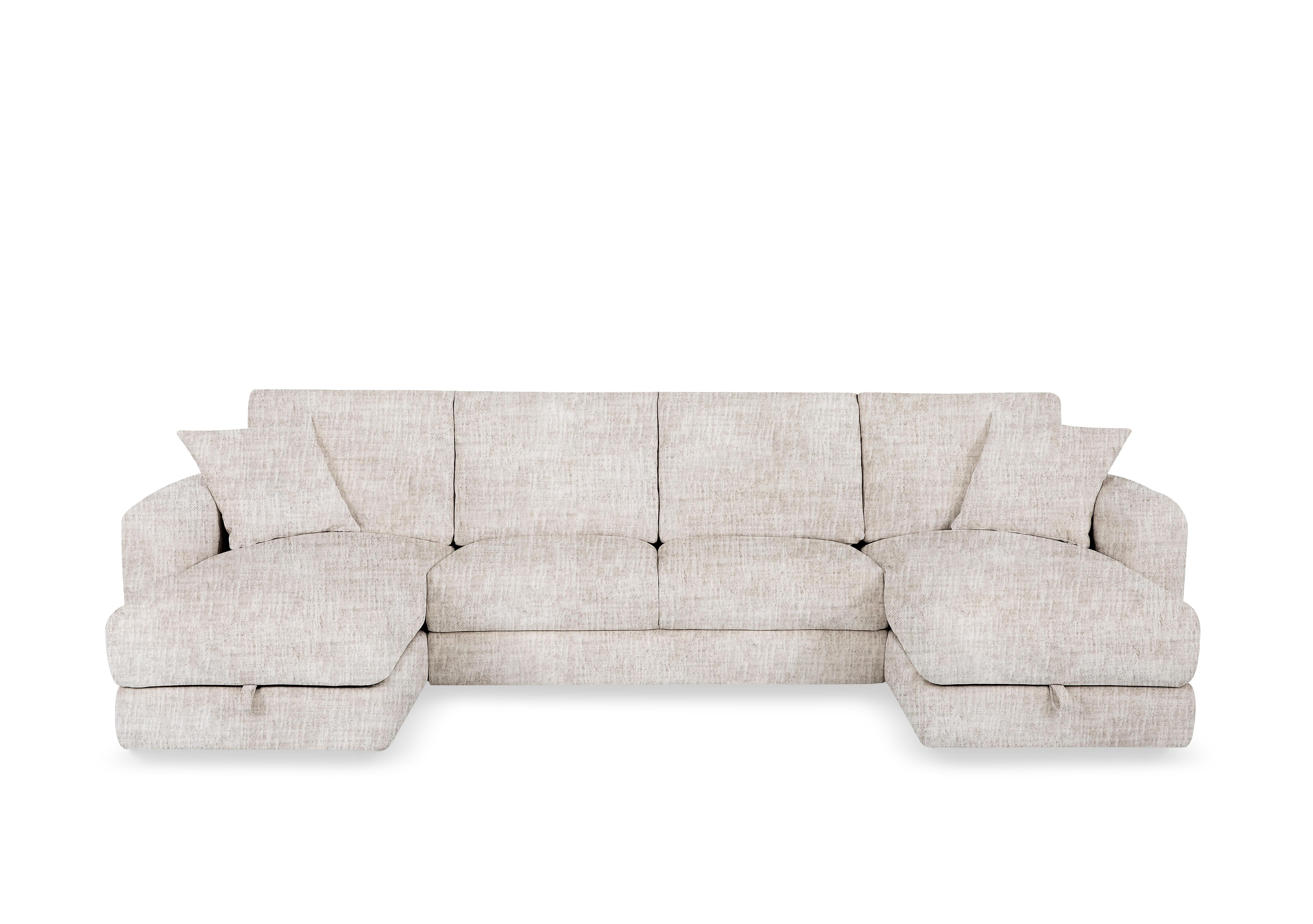 Nest Large Fabric U-Shaped Corner Sofa with Double Storage Chaises in Fab-Mga-R04 Beige on Furniture Village
