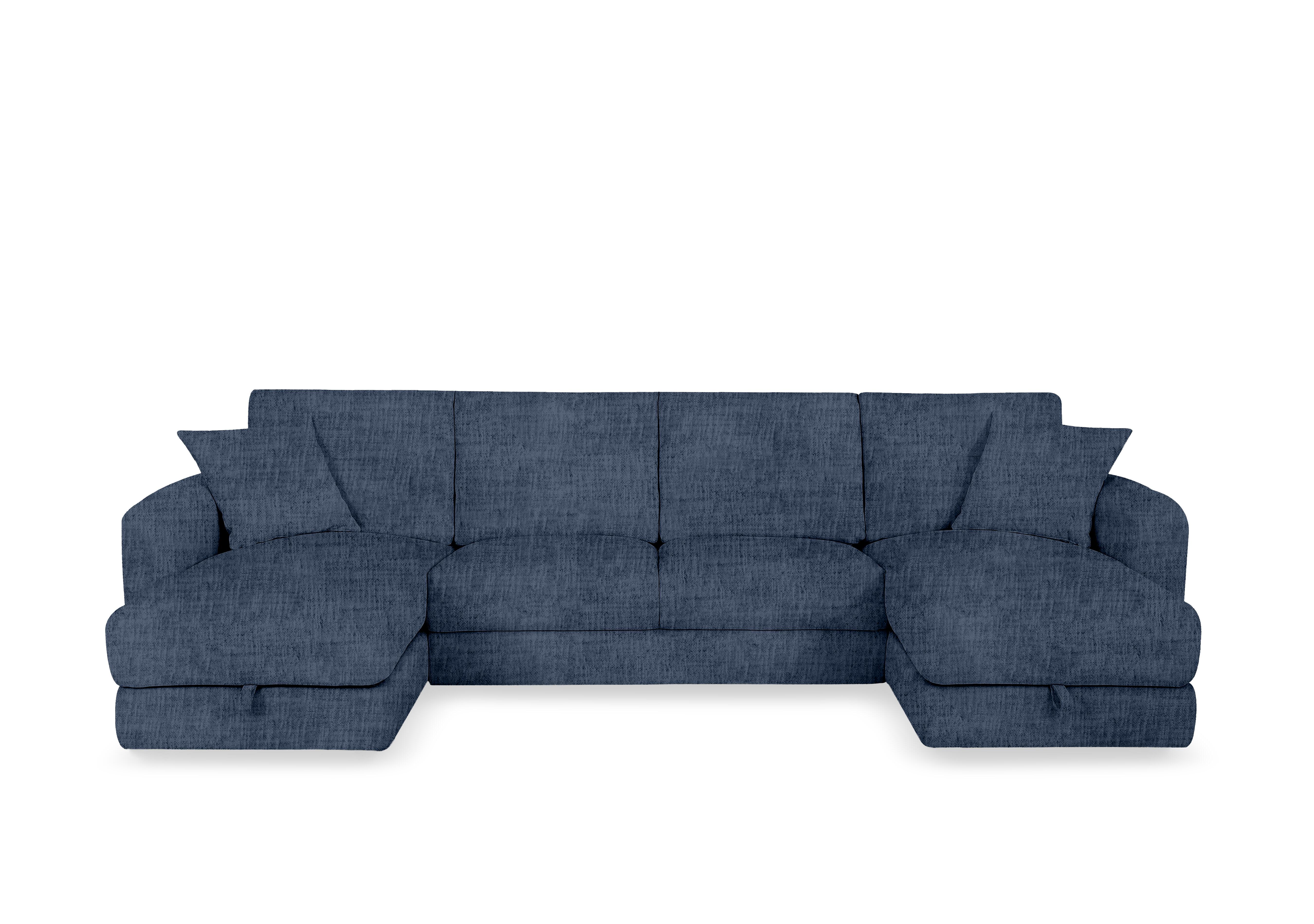 Nest Large Fabric U-Shaped Corner Sofa with Double Storage Chaises in Fab-Mga-R10 Dark Denim on Furniture Village