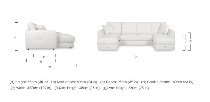 Nest Large Leather U-Shaped Corner Sofa with Double Storage Chaises in  on Furniture Village