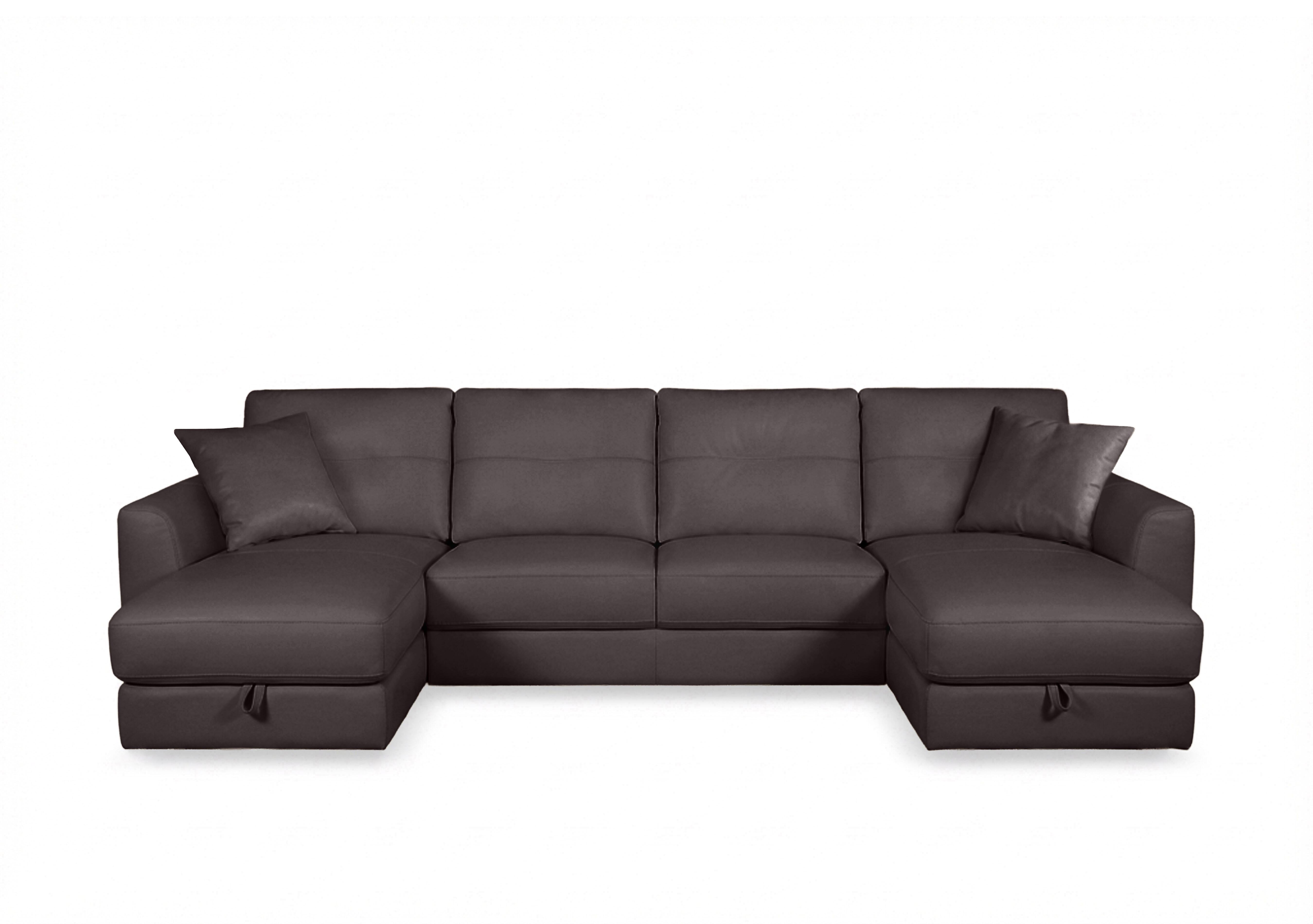 Nest Large Leather U-Shaped Corner Sofa with Double Storage Chaises in Nc-037c Dark Chocolate on Furniture Village