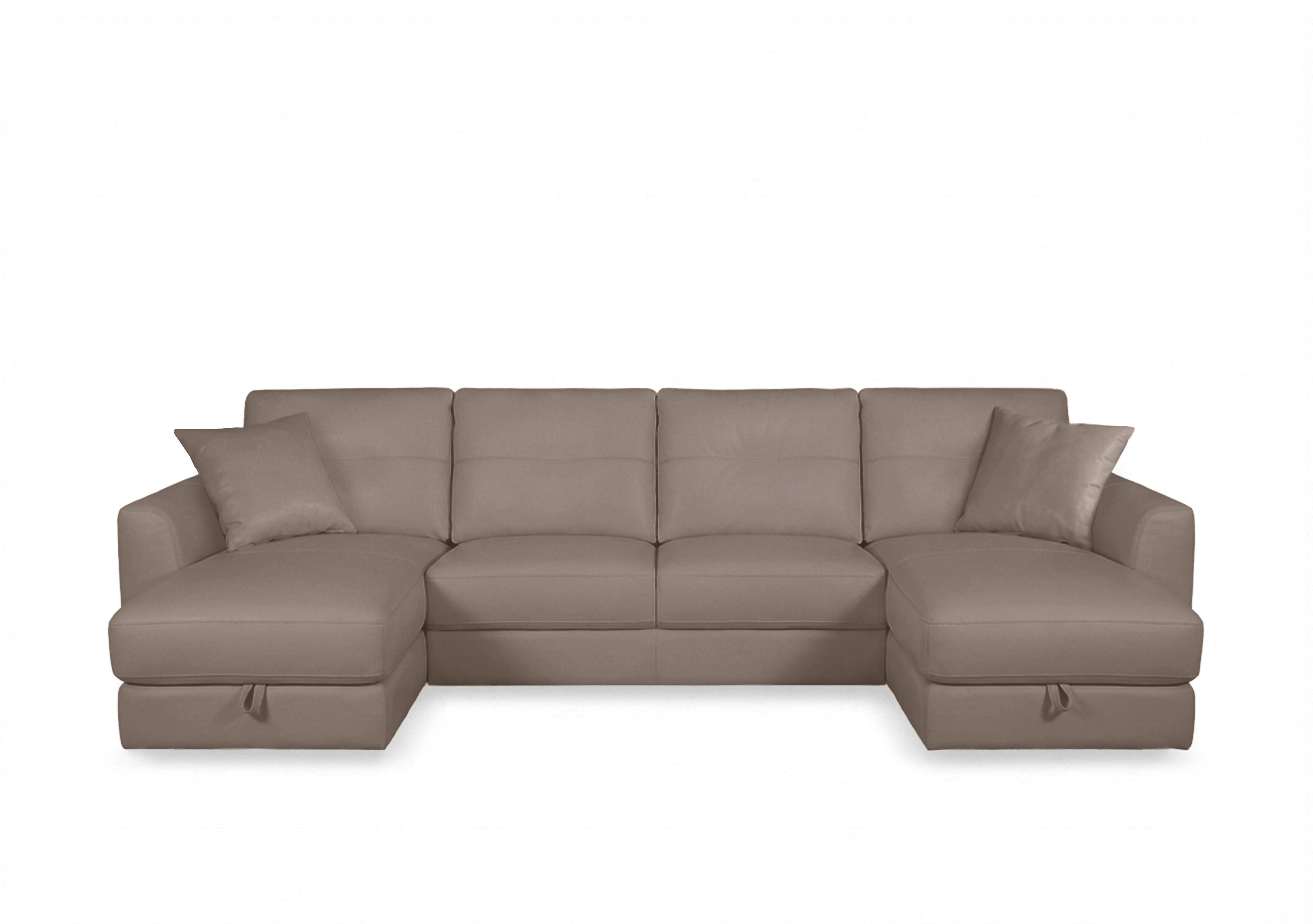 Nest Large Leather U-Shaped Corner Sofa with Double Storage Chaises in Nc-513e Pine Bark on Furniture Village