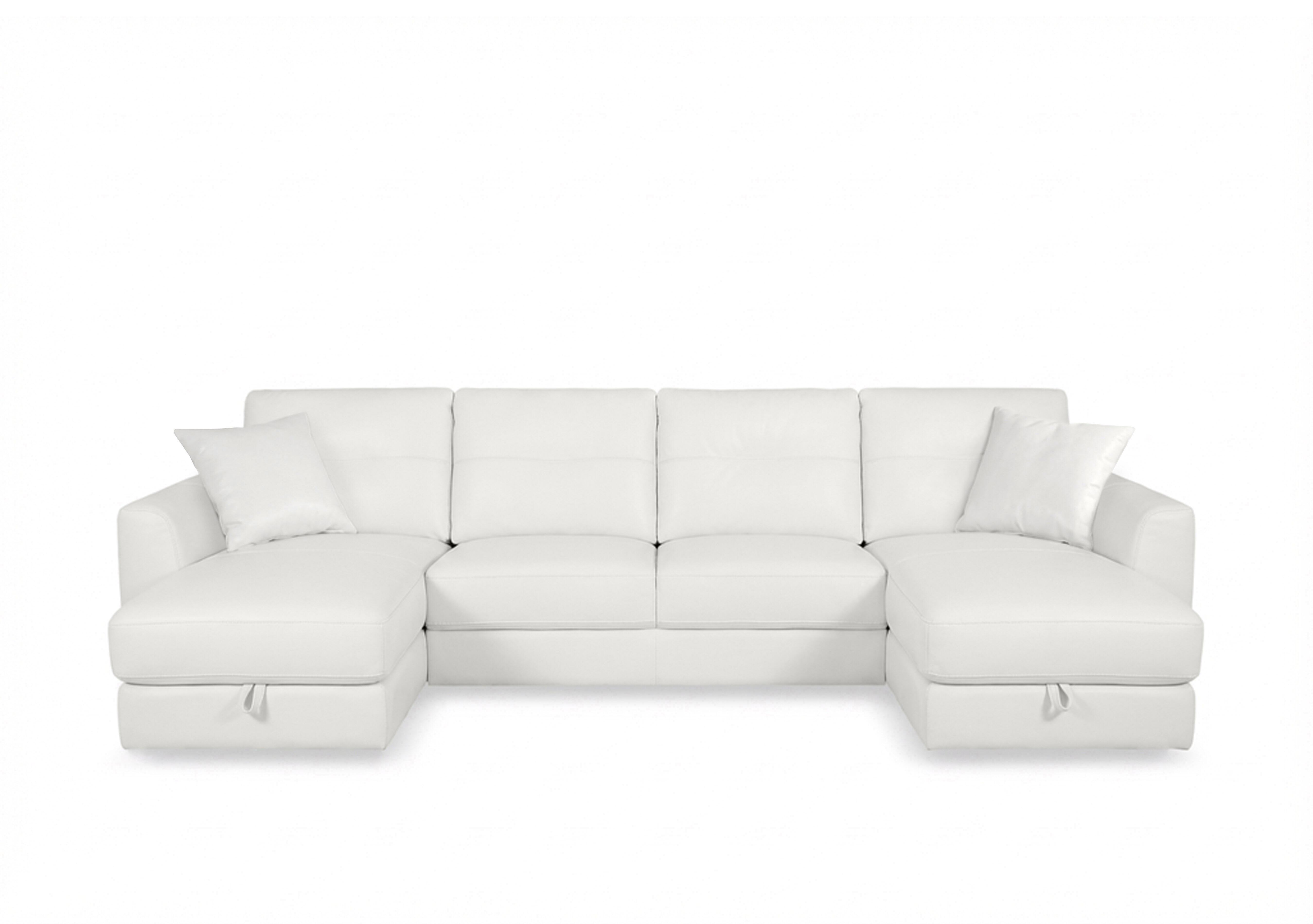 Nest Large Leather U-Shaped Corner Sofa with Double Storage Chaises in Nc-744d Star White on Furniture Village