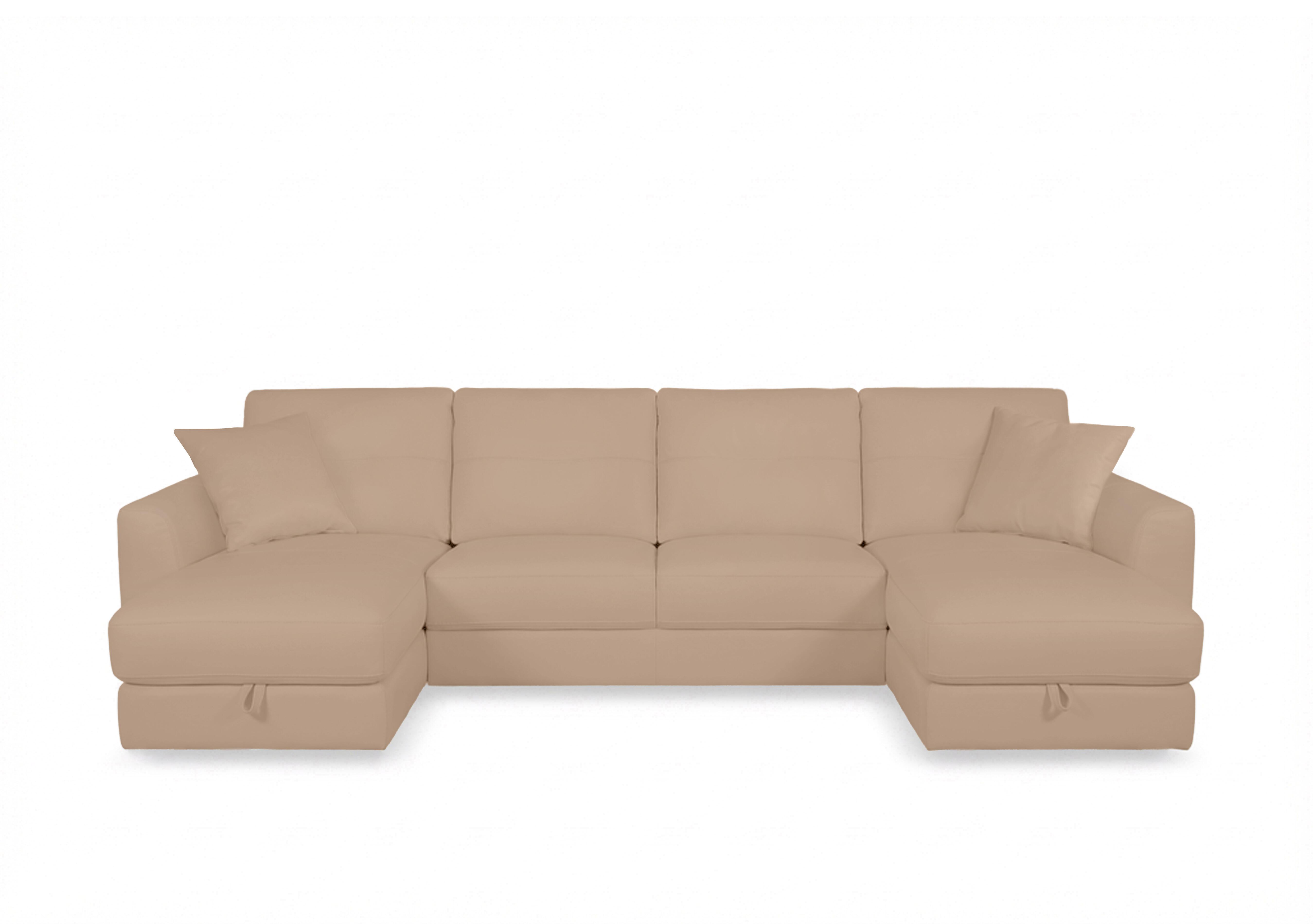 Nest Large Leather U-Shaped Corner Sofa with Double Storage Chaises in Nc-8475 Nude on Furniture Village