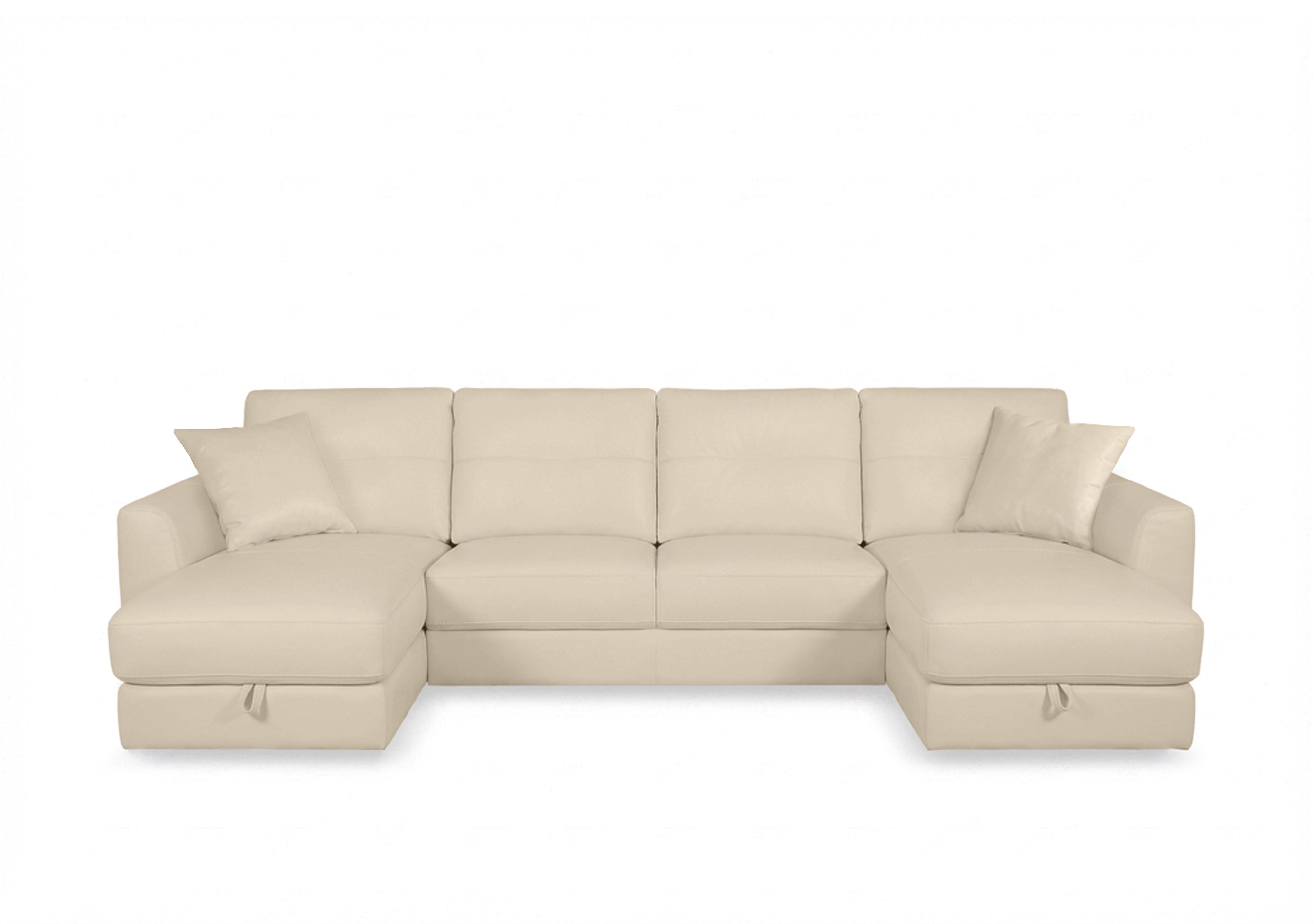 Nest Large Leather U-Shaped Corner Sofa with Double Storage Chaises in Nc-862c Bisque on Furniture Village